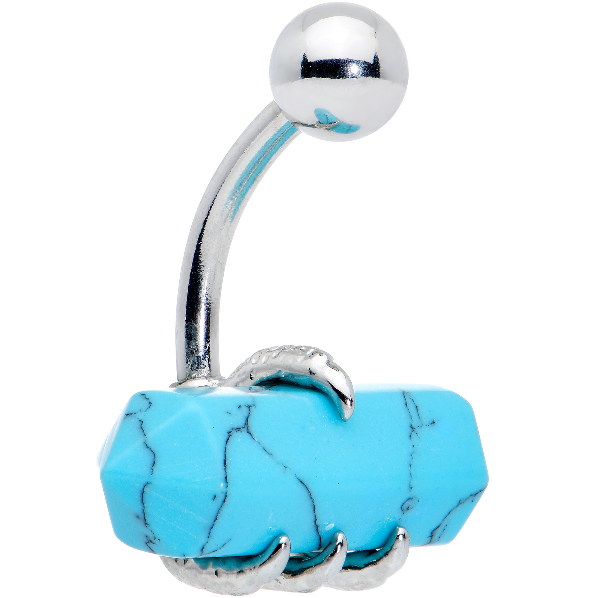 Blue Turquoise Stone Claw Belly Ring