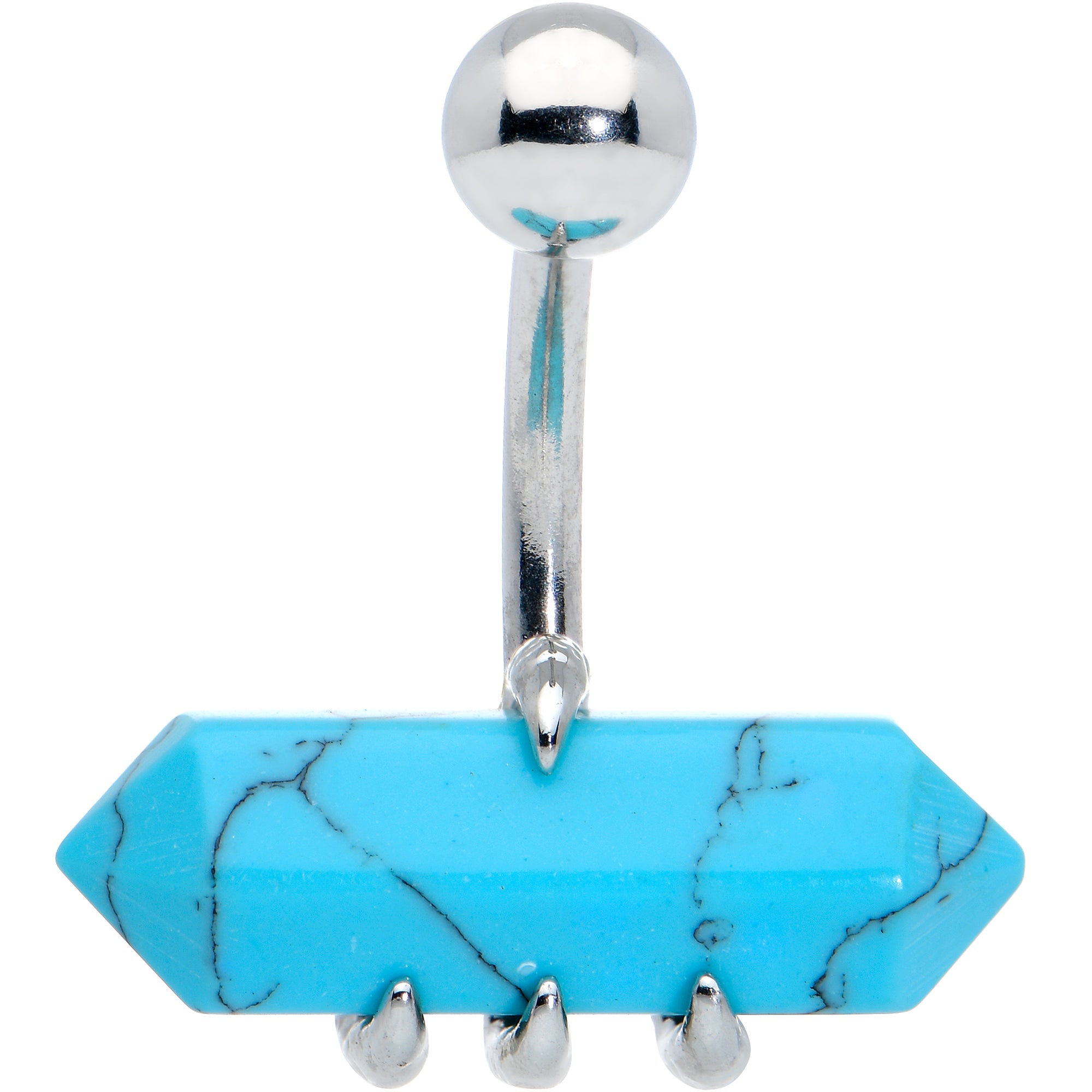 Blue Turquoise Stone Claw Belly Ring