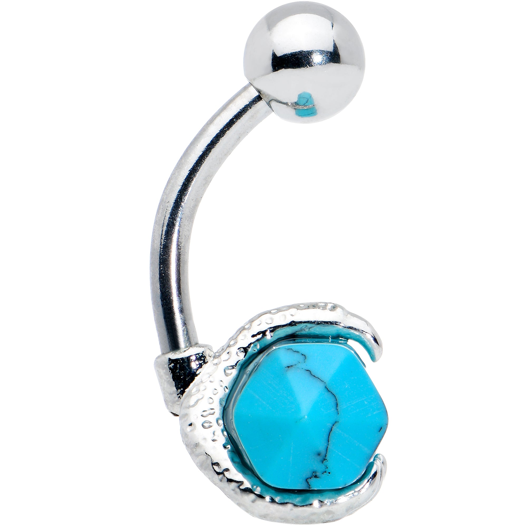 Blue Turquoise Stone Claw Belly Ring