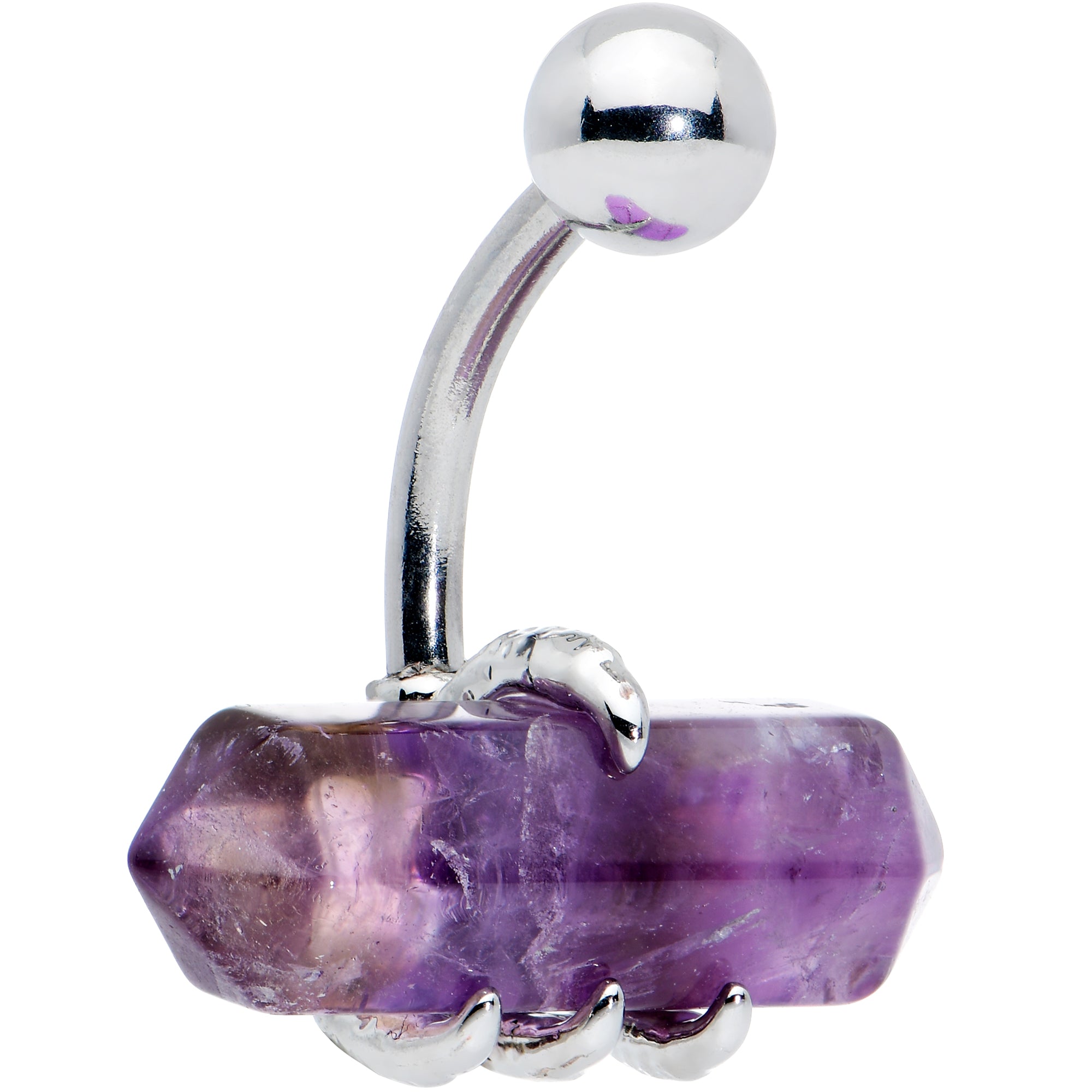 Purple Amethyst Stone Claw Belly Ring