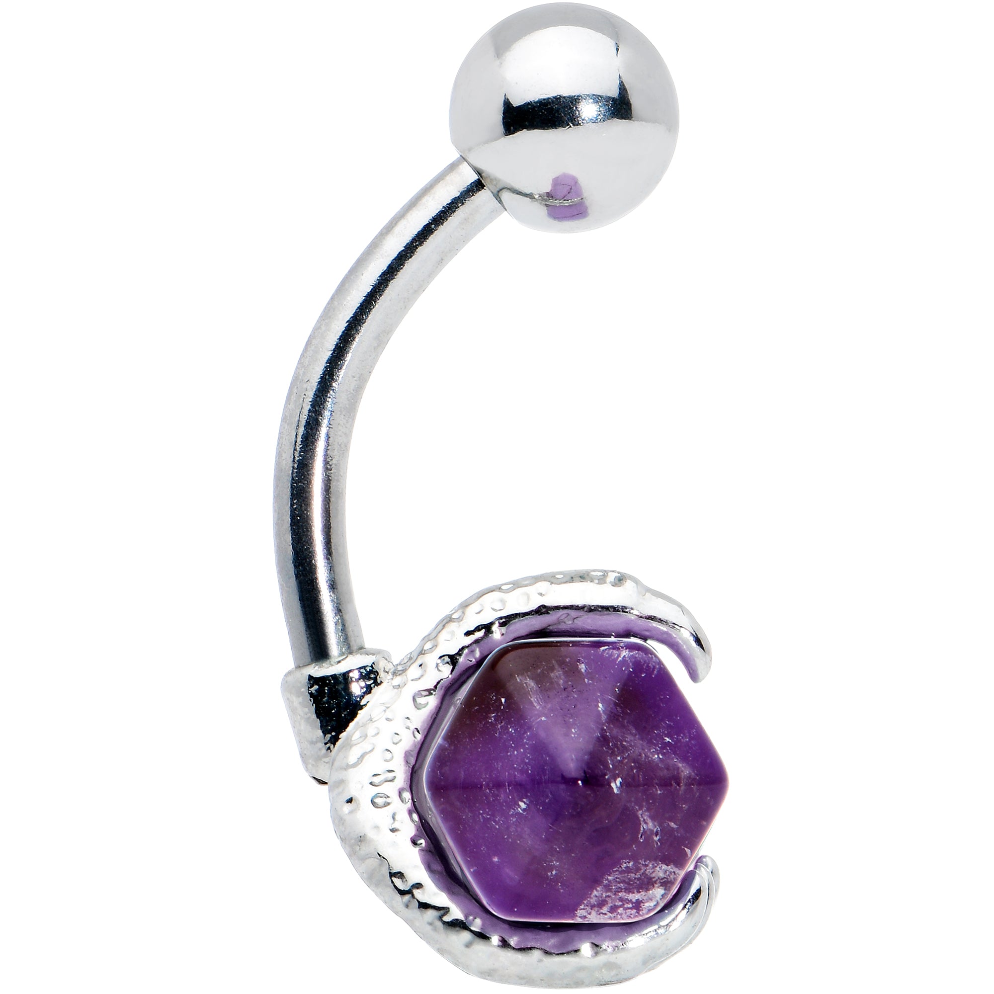 Purple Amethyst Stone Claw Belly Ring