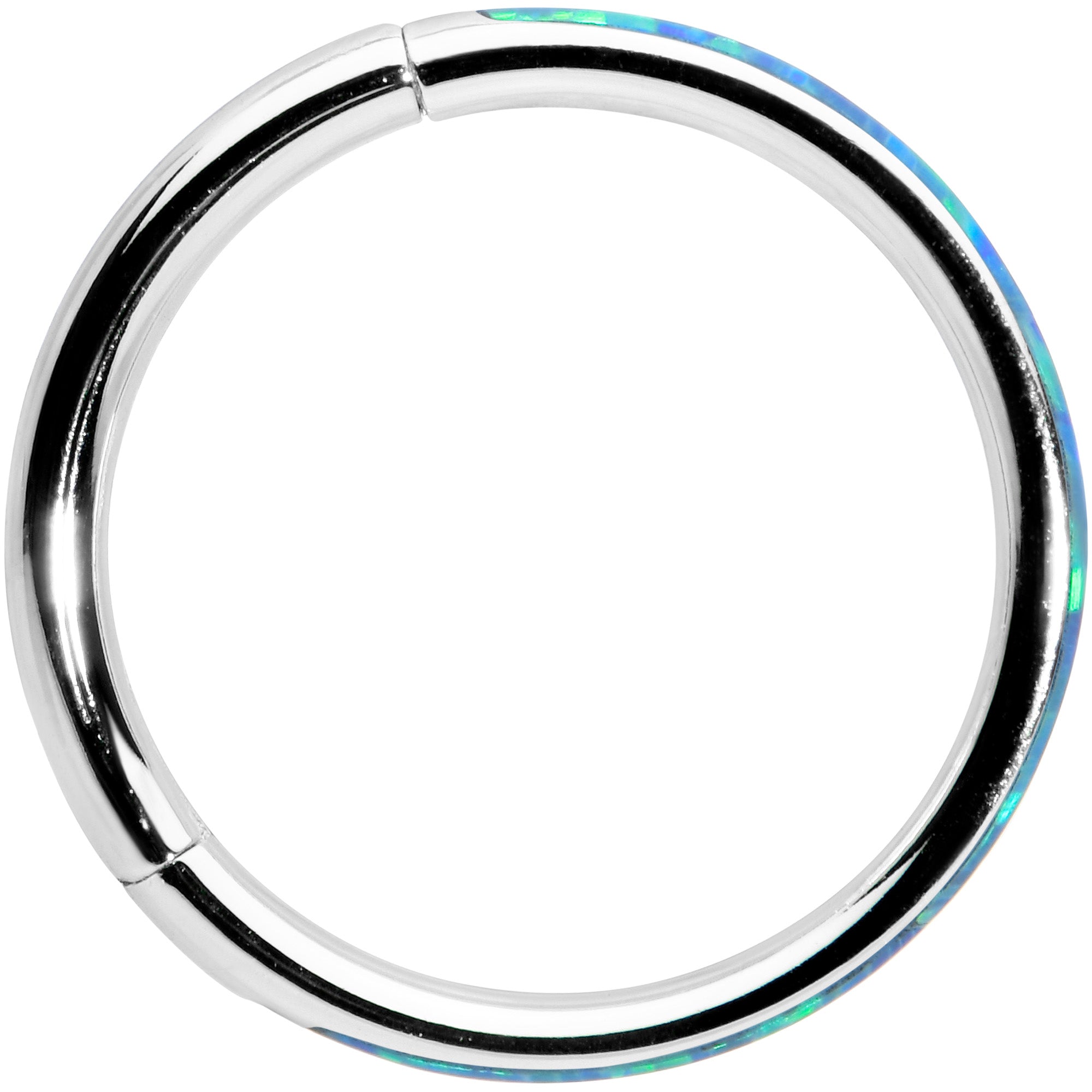 16 Gauge 3/8 Blue Synthetic Opal Sleek Forward Facing Segment Ring