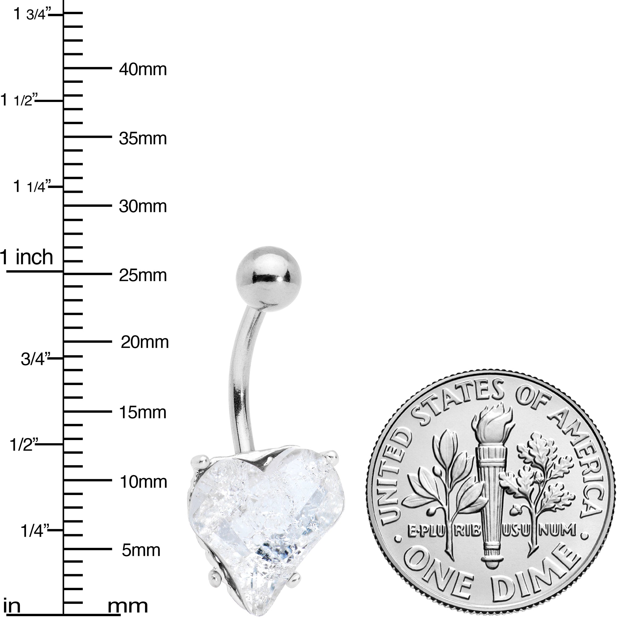 Clear Gem Big Heart Valentines Belly Ring