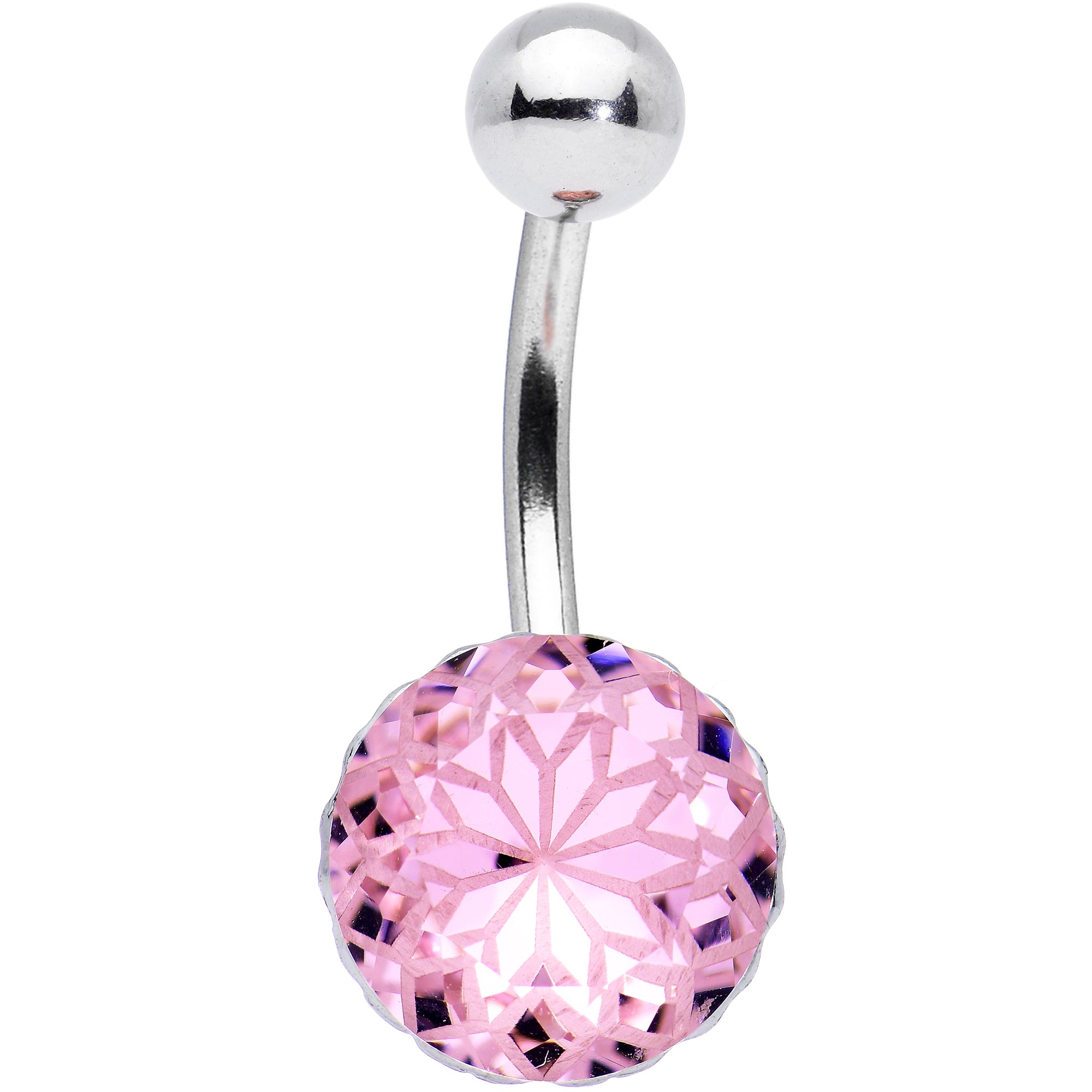 Pink Gem Stylish Elegance Mandala Flower Belly Ring