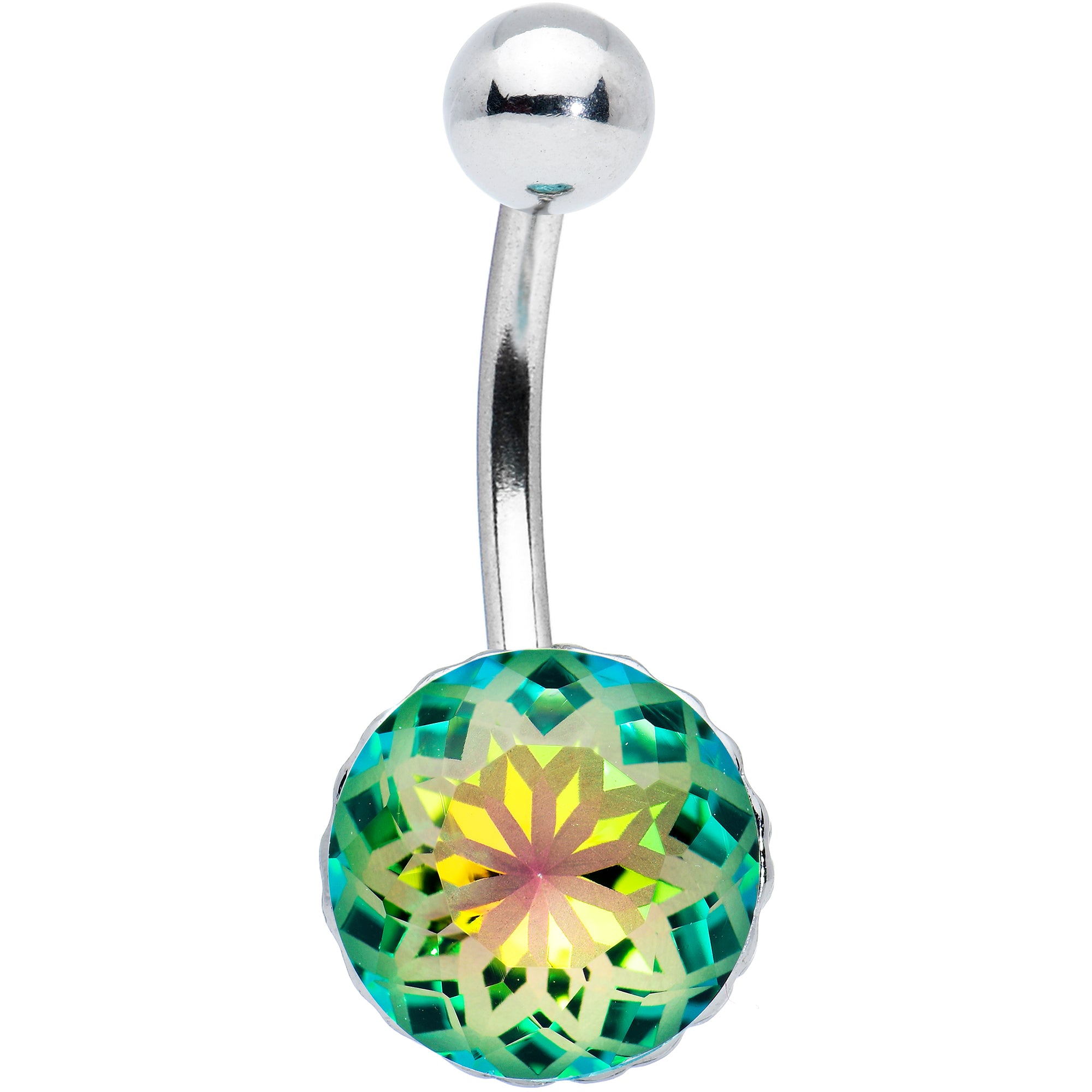 Vitrail Gem Stylish Elegance Mandala Flower Belly Ring