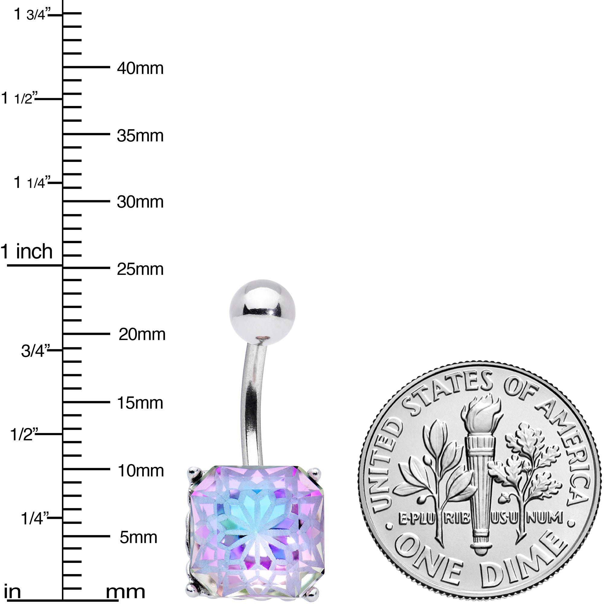 Aurora Gem Square Stylish Elegance Mandala Flower Belly Ring