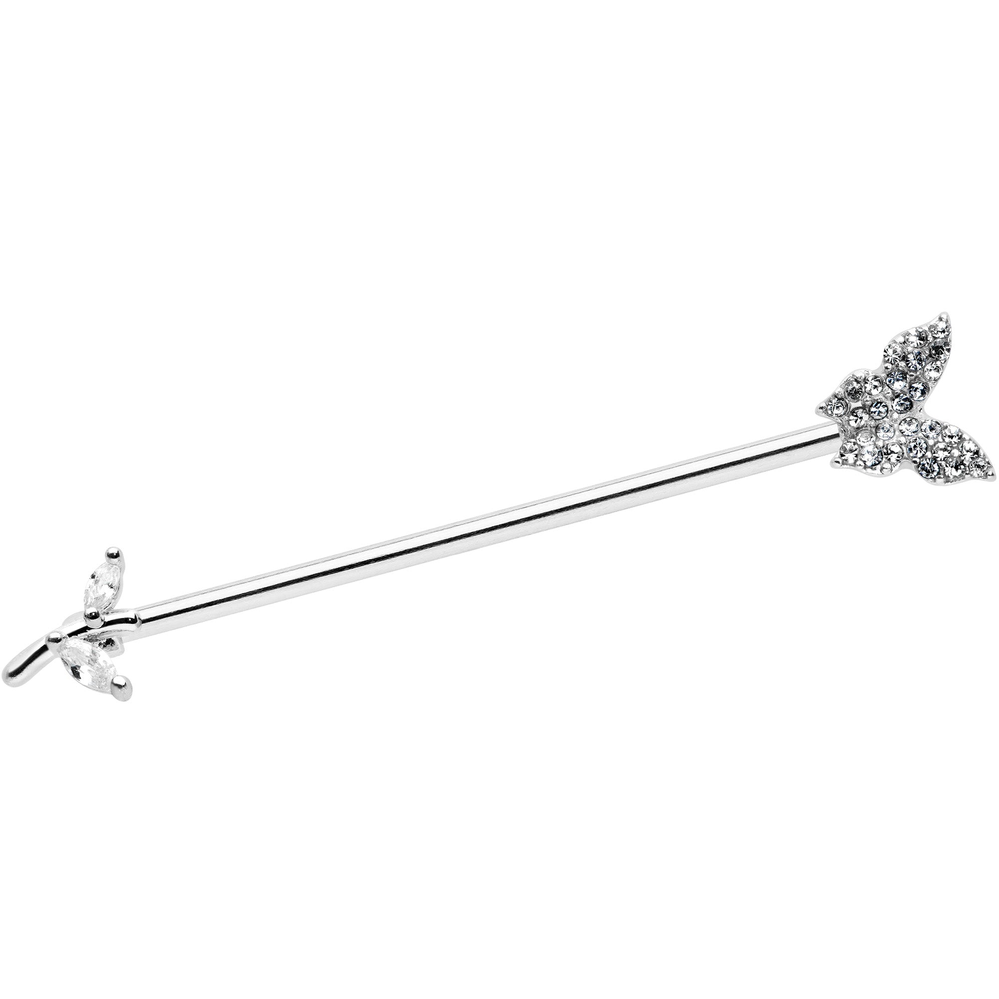 14 Gauge Clear CZ Gem Branch Butterfly Industrial Barbell 38mm