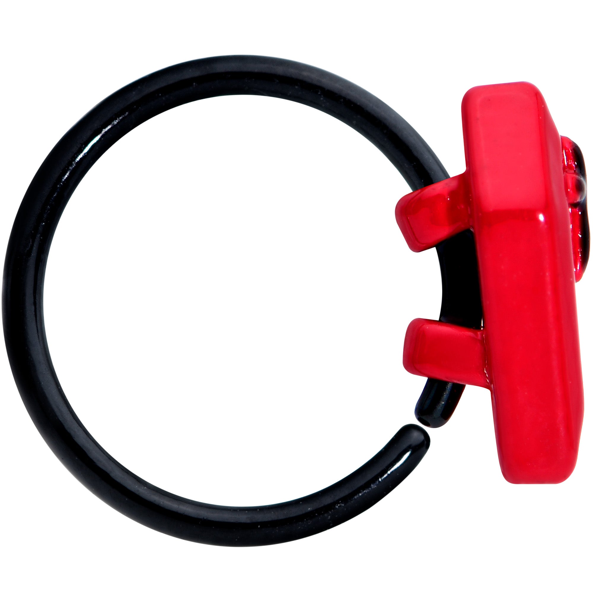 20 Gauge 5/16 Black Red Coffin Halloween Nose Hoop