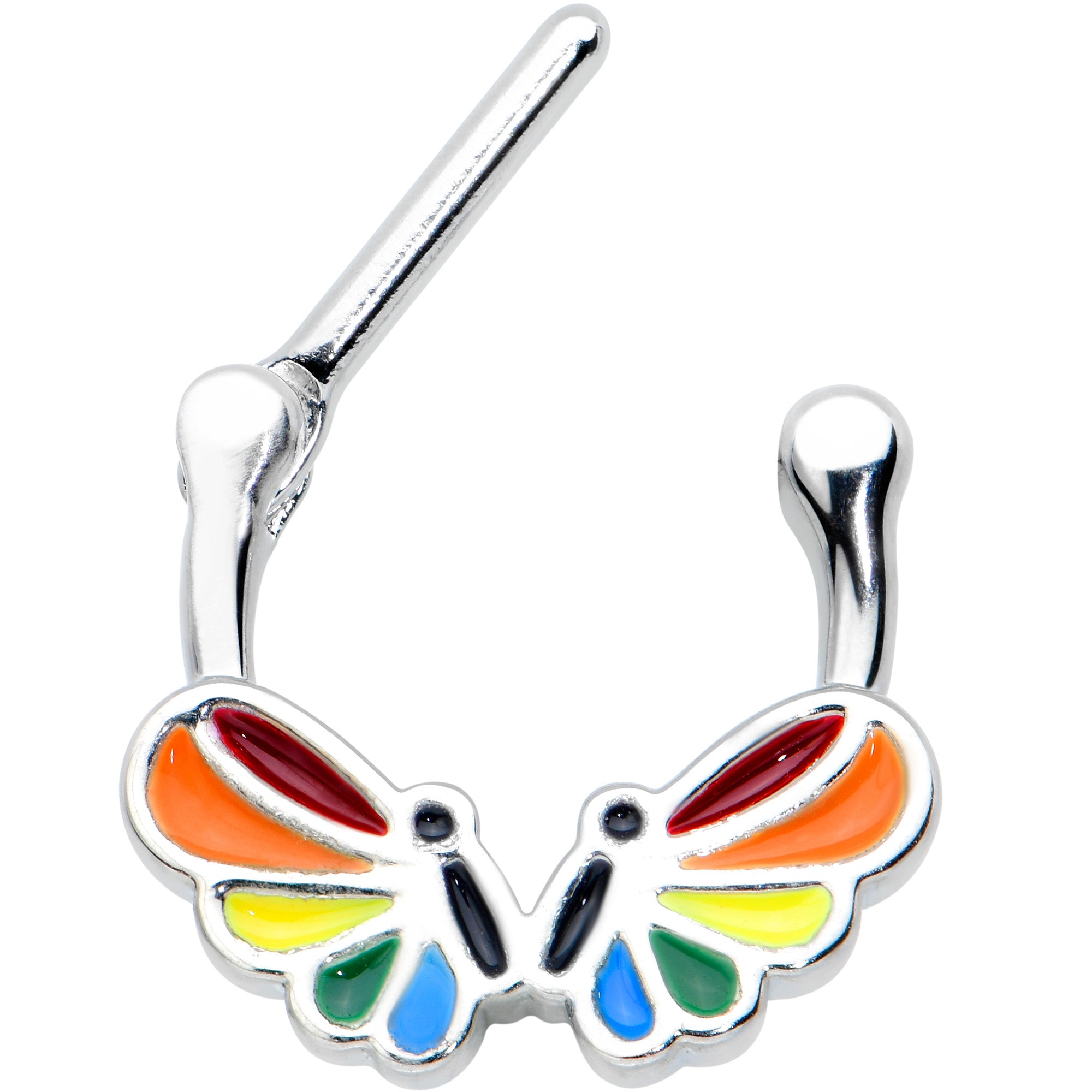 16 Gauge 5/16 Pride Rainbow Stripes Butterfly Cartilage Clicker