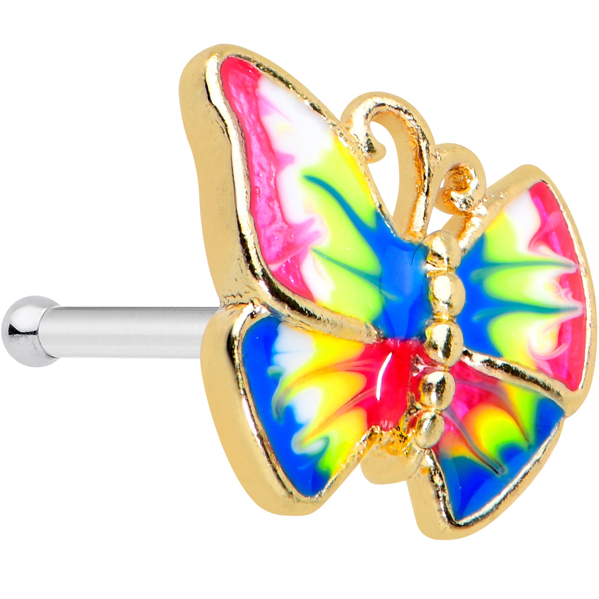 20 Gauge 1/4 Bright Butterfly Nose Bone