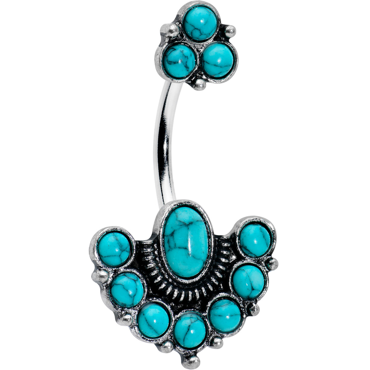 Teal belly clearance button ring