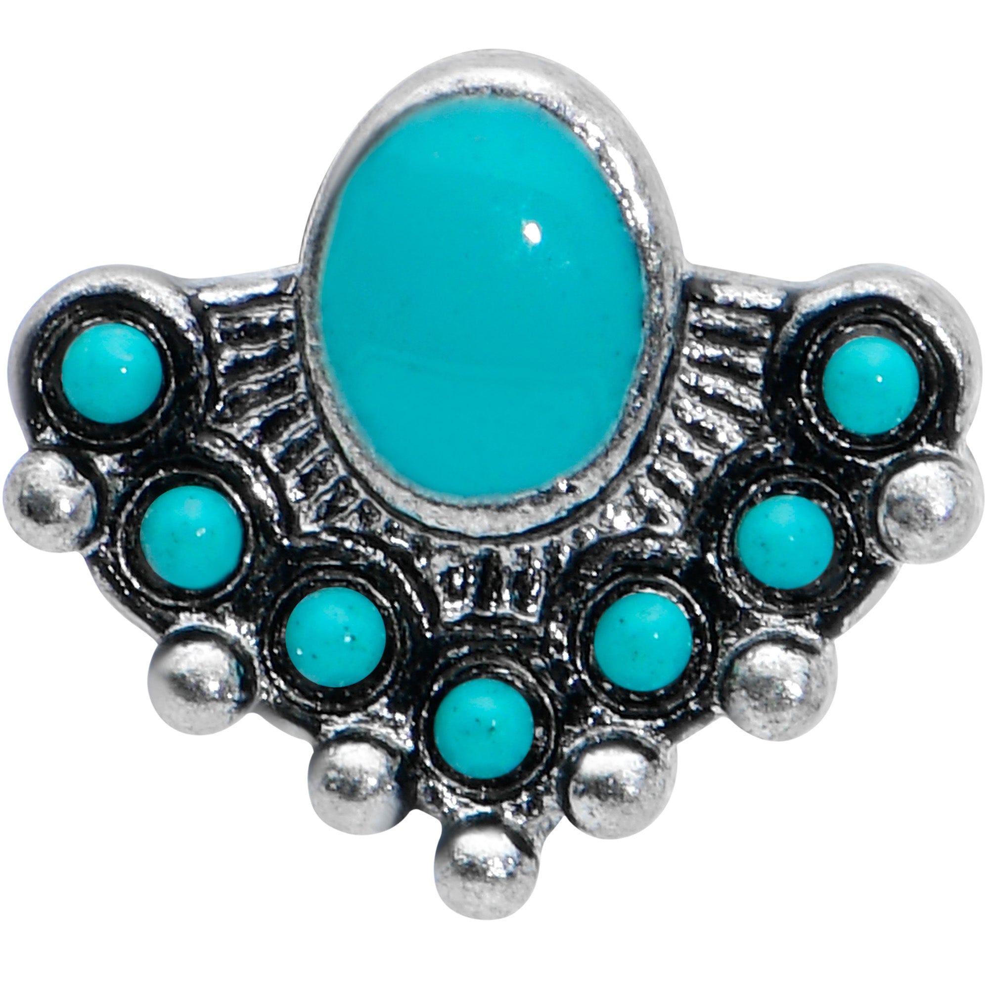 16 Gauge 5/16 Blue Turquoise Stone Shield Labret Monroe Tragus