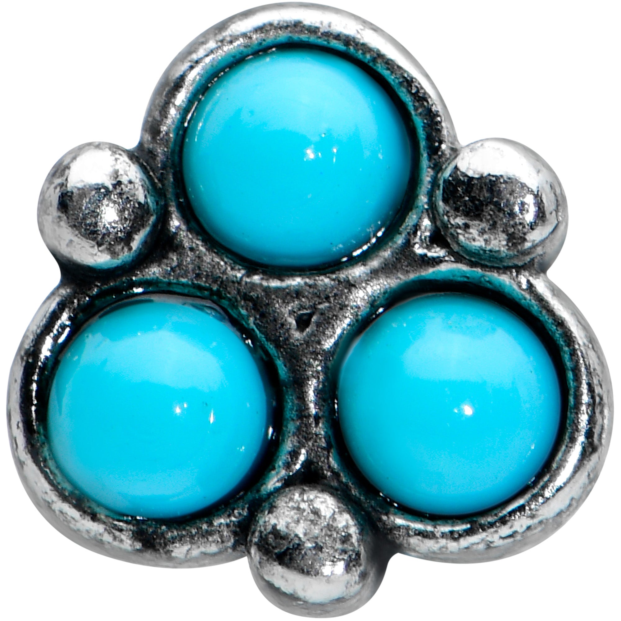 16 Gauge 1/4 Blue Turquoise Orb Trio Labret Monroe Tragus