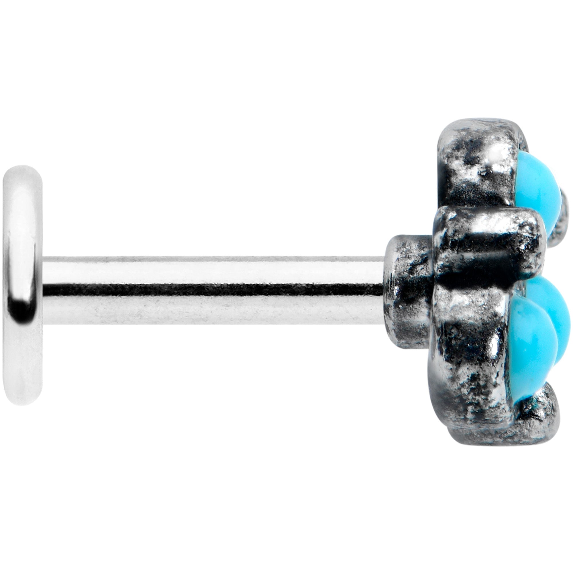 16 Gauge 1/4 Blue Turquoise Orb Trio Labret Monroe Tragus