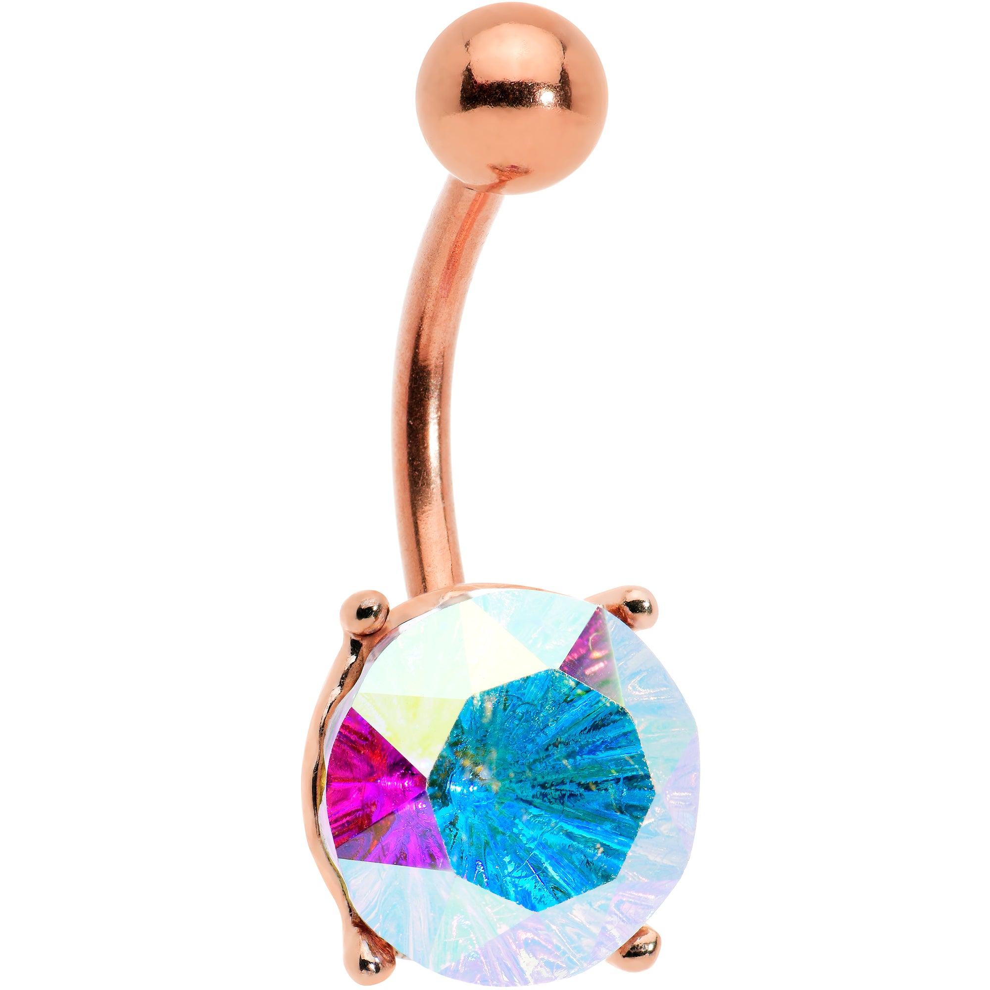 Aurora Gem Rose Gold Tone Simply Elegant Style Belly Ring