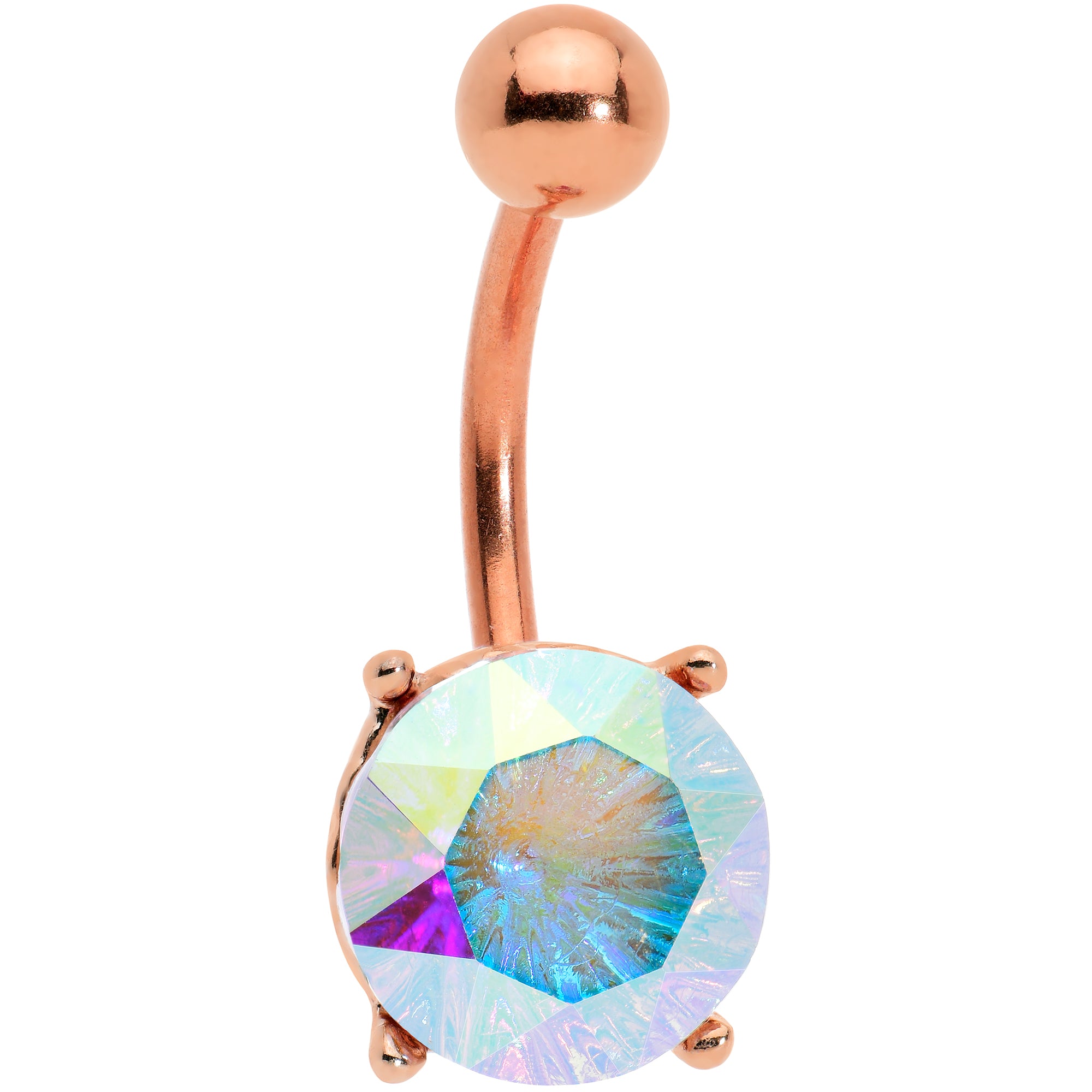 Aurora Gem Rose Gold Tone Simply Elegant Style Belly Ring