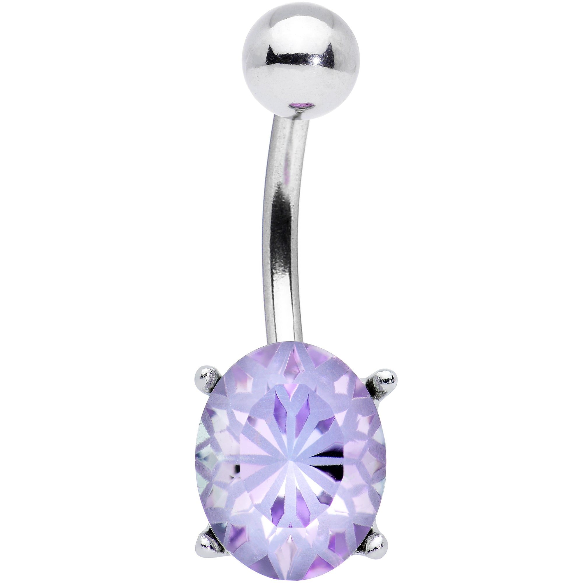 Purple Gem Oval Flower Mandala Stylish Elegance Belly Ring