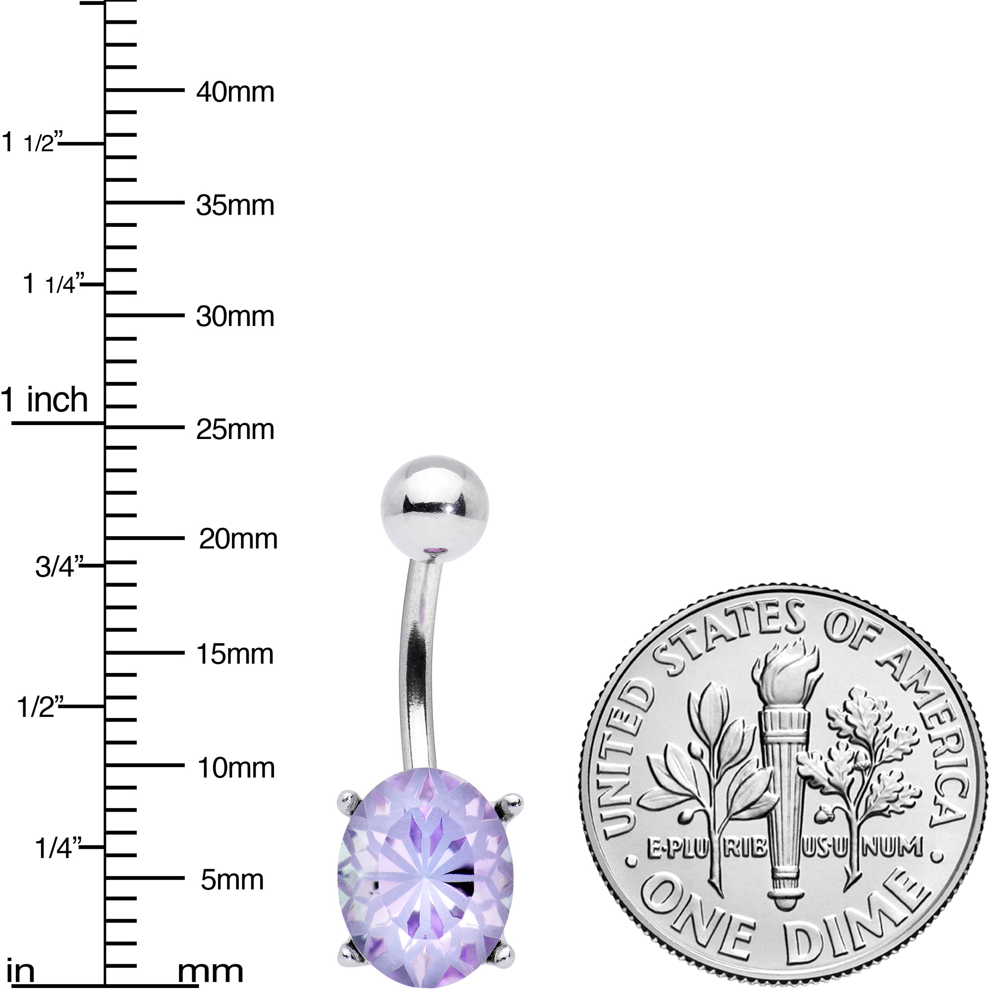 Purple Gem Oval Flower Mandala Stylish Elegance Belly Ring