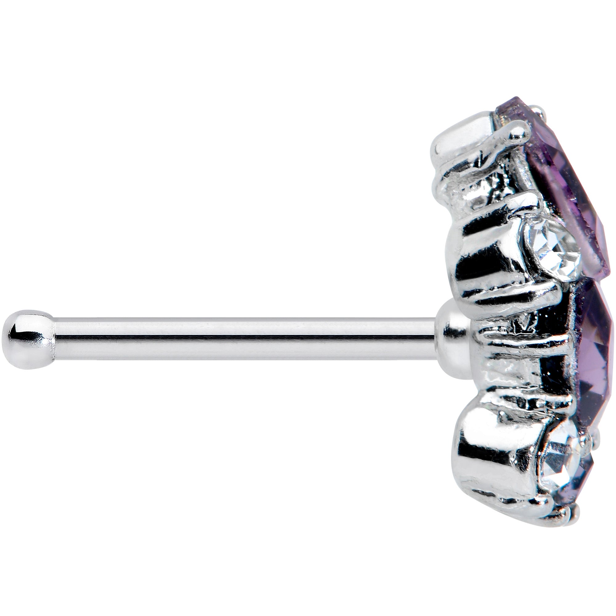 20 Gauge 1/4 Clear Purple Gem Abstract Elegance Nose Bone