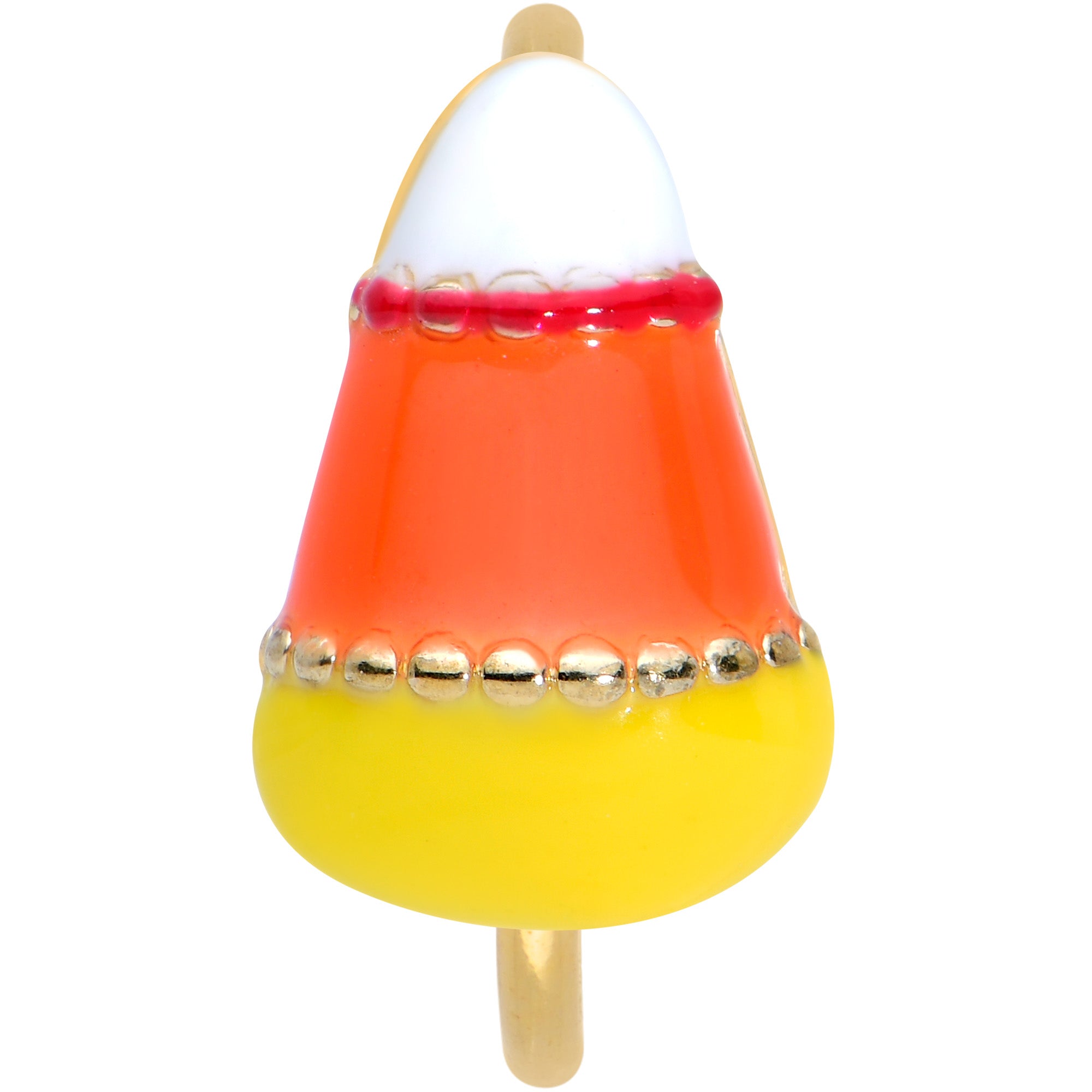 20 Gauge 5/16 Gold Tone Candy Corn Halloween Nose Hoop