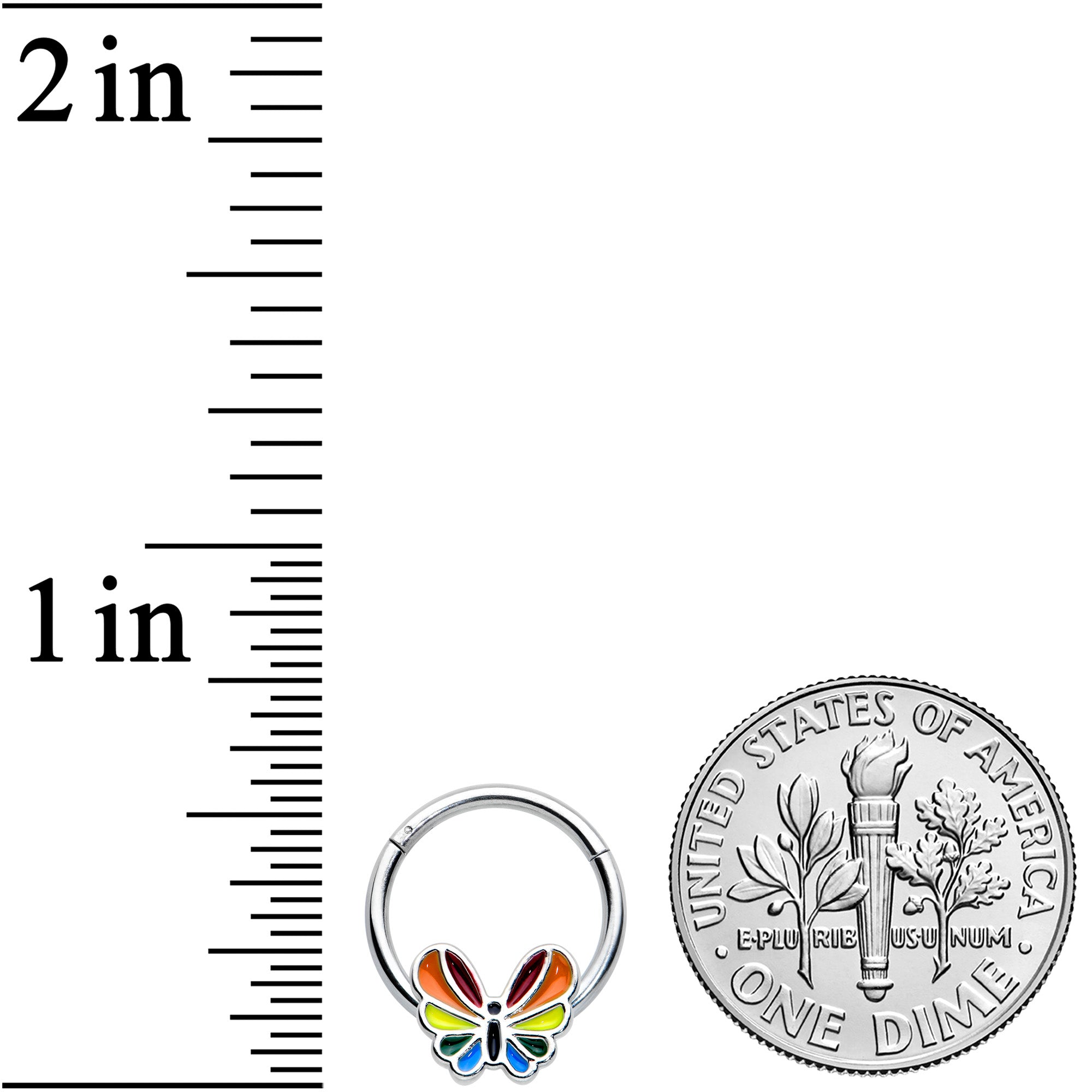 16 Gauge 3/8 Pride Rainbow Stripes Butterfly Hinged Segment Ring