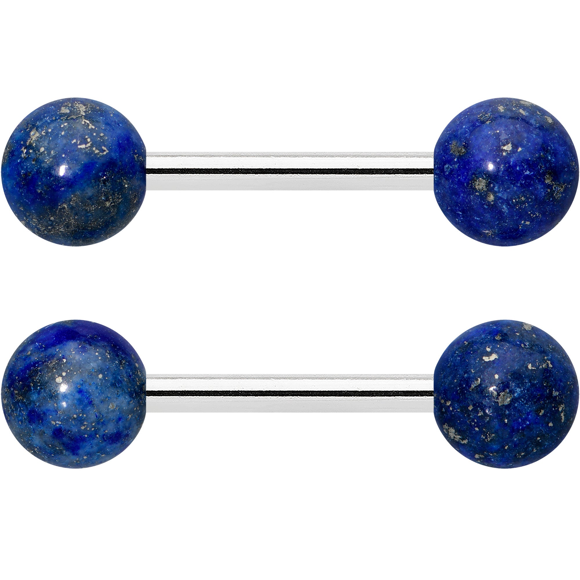 14 Gauge 1/2 Elegant Blue Agate Barbell Nipple Ring Set