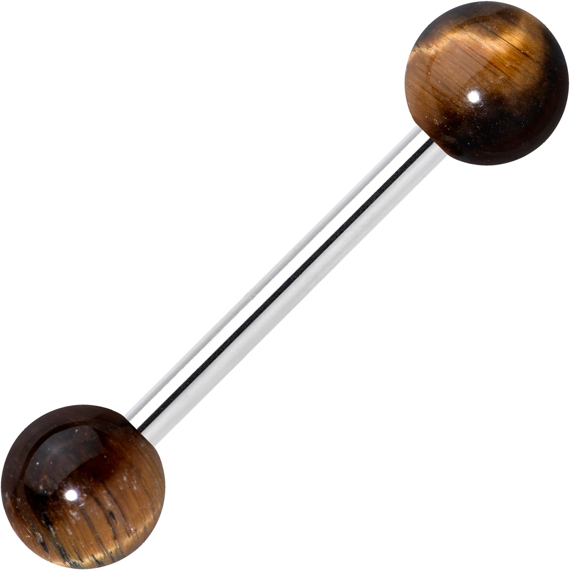 Elegant Brown Tiger Eye Barbell Tongue Ring