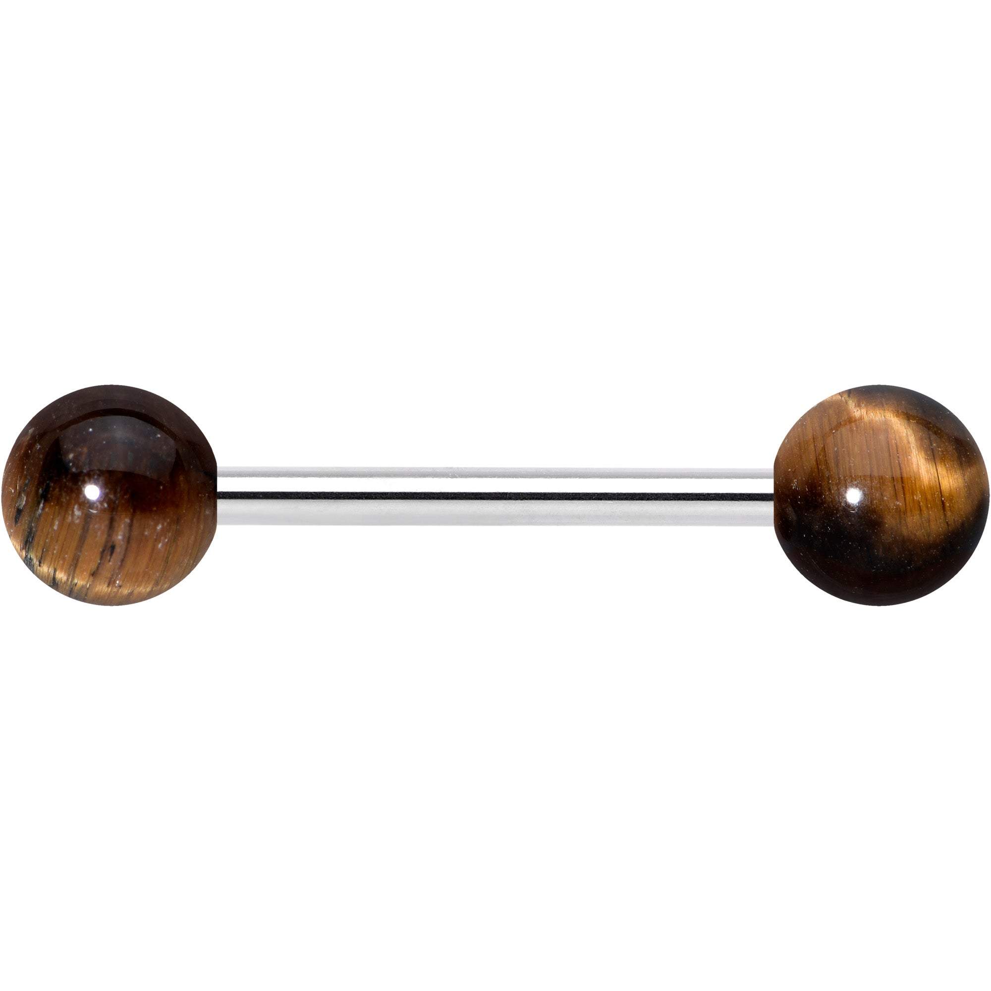 Elegant Brown Tiger Eye Barbell Tongue Ring