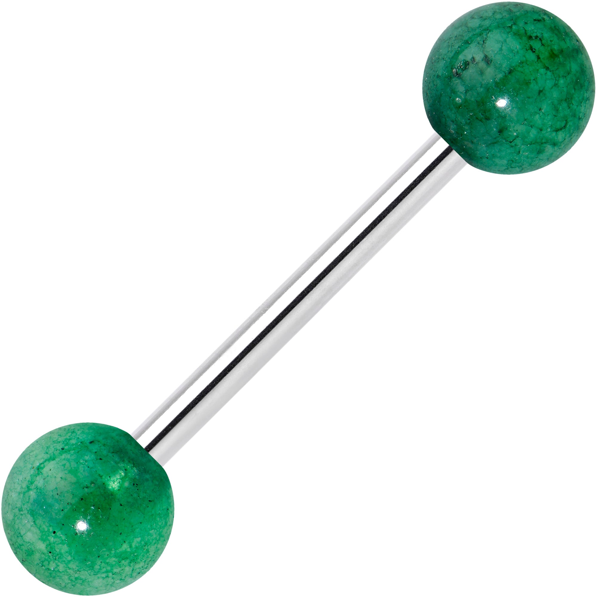 Elegant Green Jade Barbell Tongue Ring