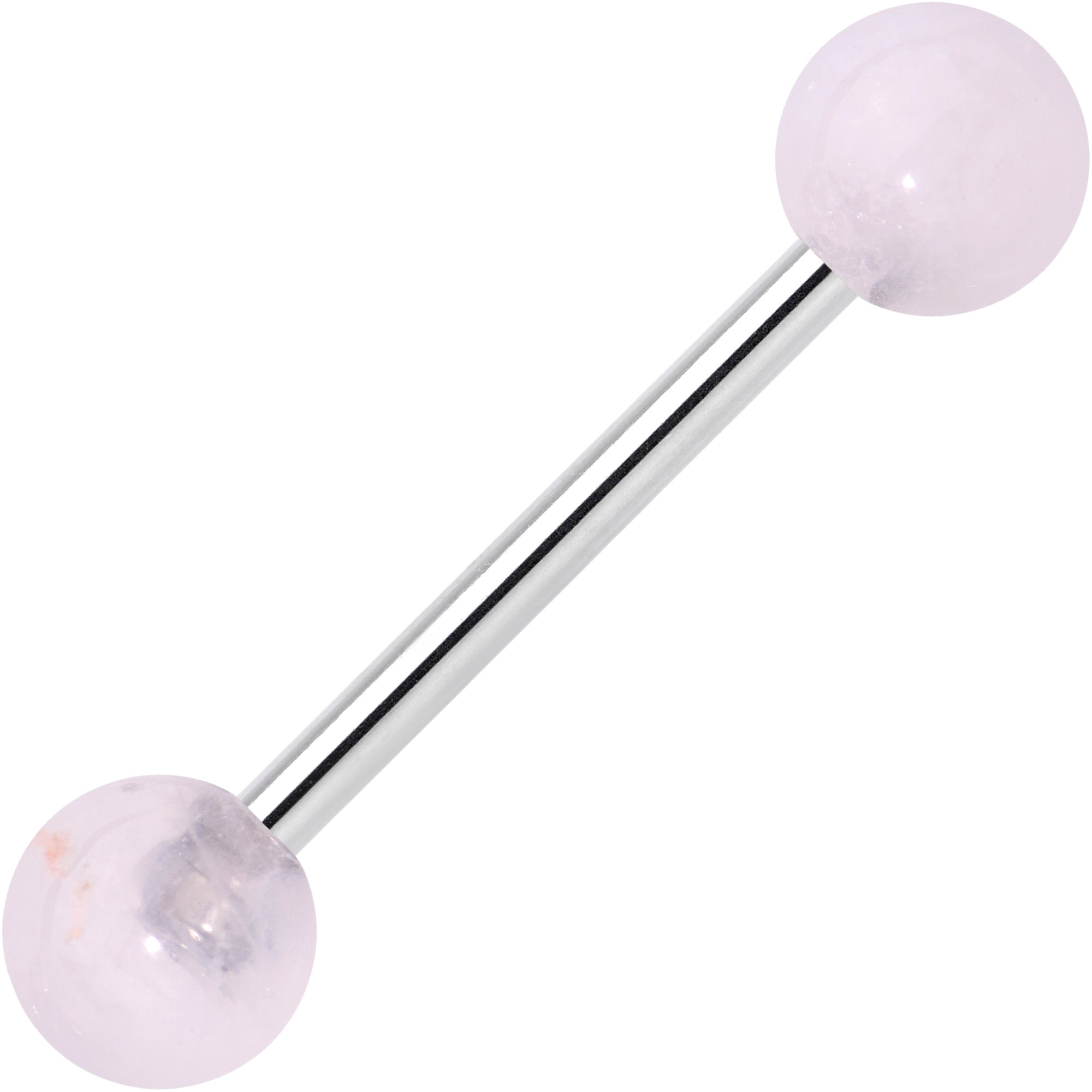 Elegant Pink Rose Quartz Barbell Tongue Ring