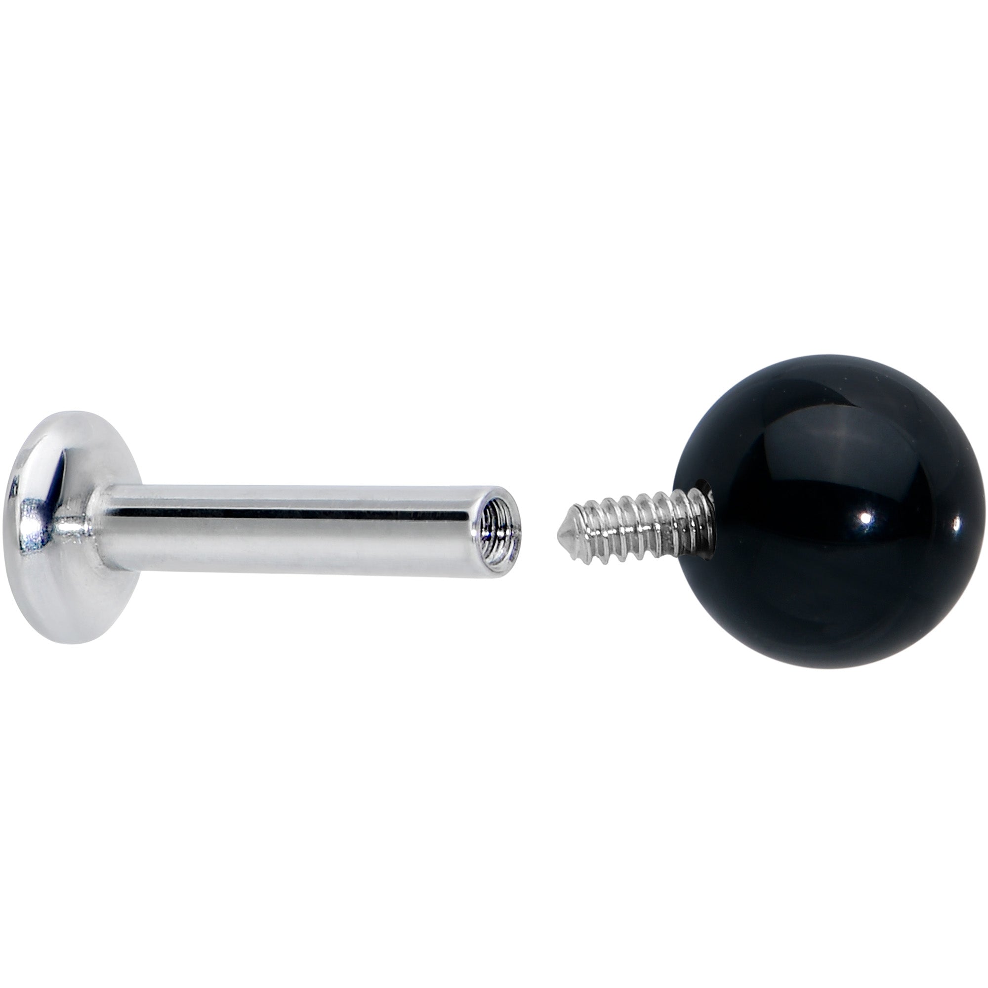 16 Gauge 1/4 Elegant Black Agate Internally Threaded Labret Tragus