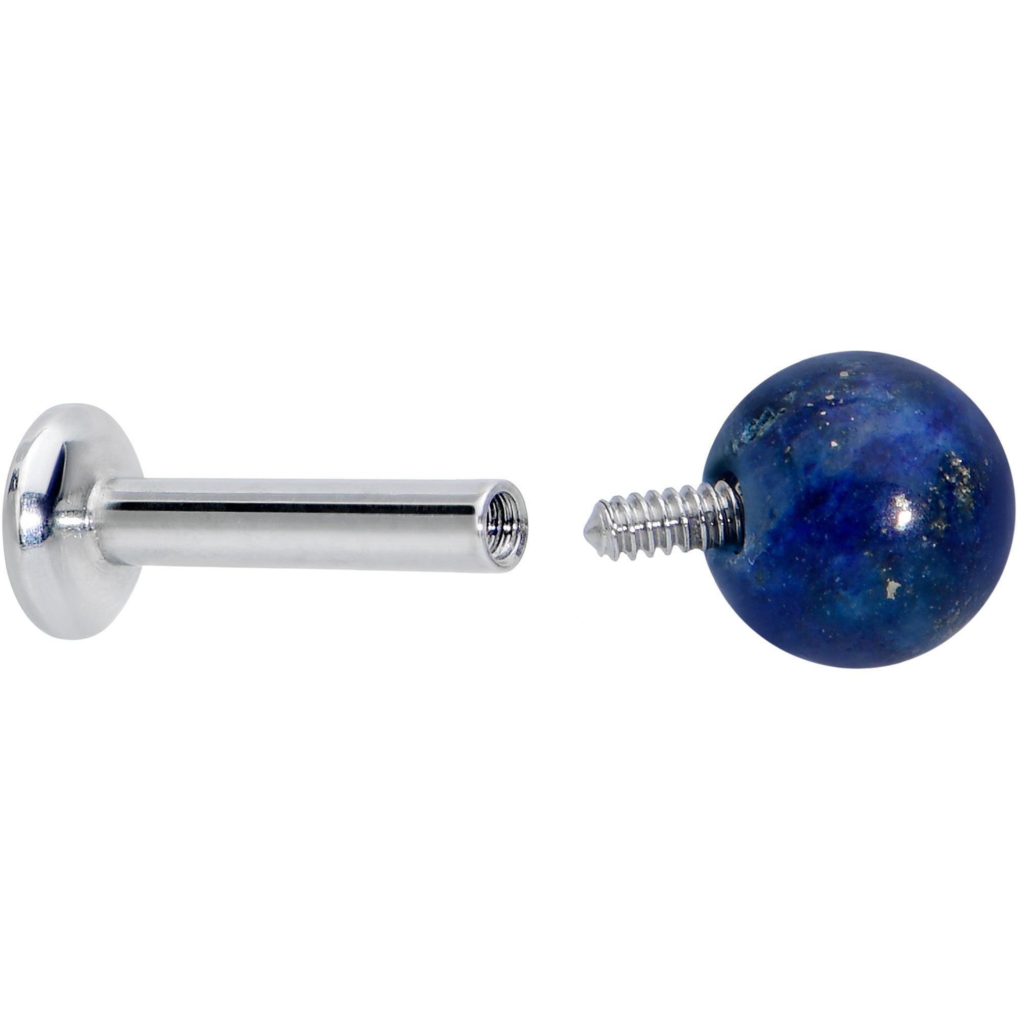 16 Gauge 1/4 Elegant Blue Agate Internally Threaded Labret Tragus