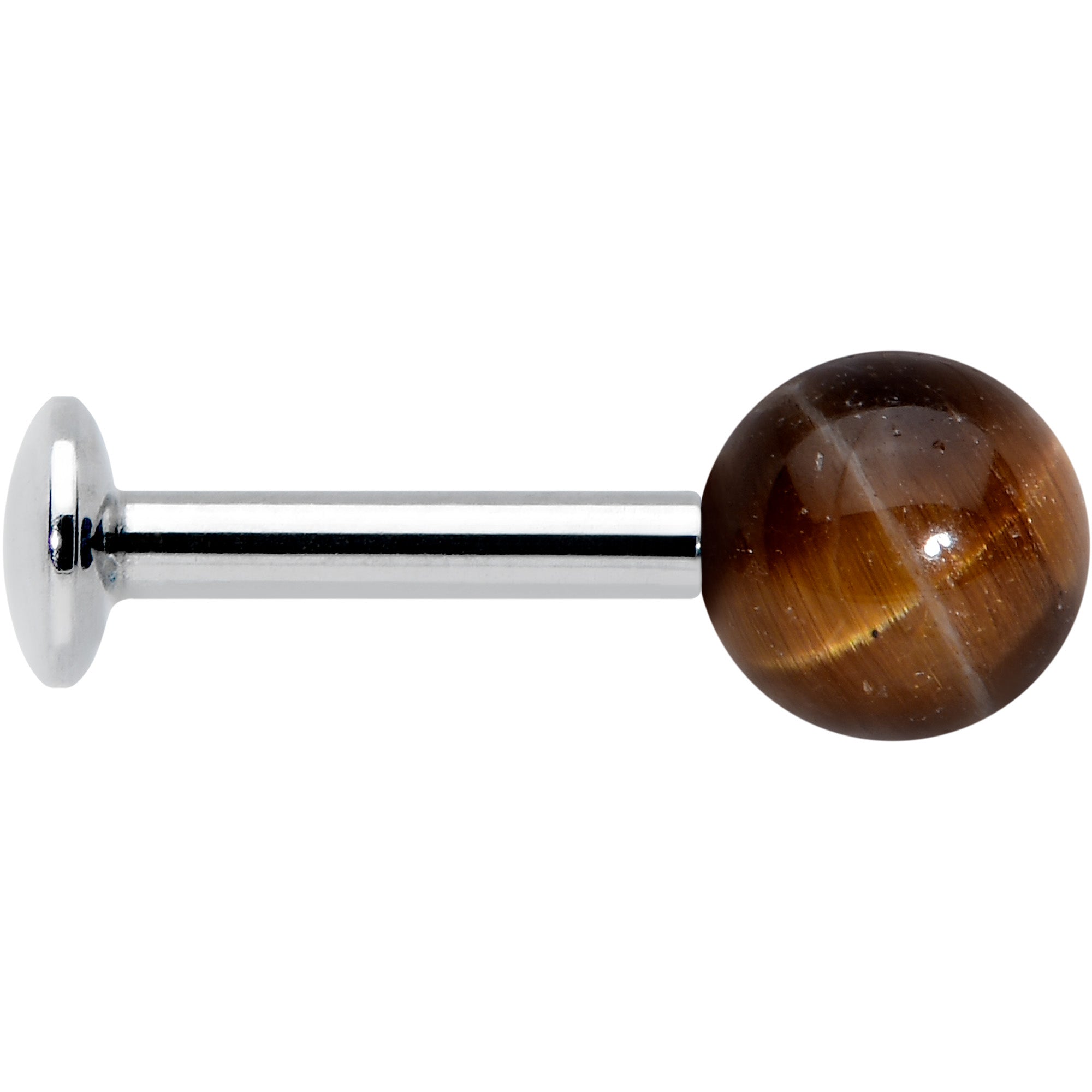 16 Gauge 1/4 Elegant Brown Tiger Eye Internal Threaded Labret Tragus