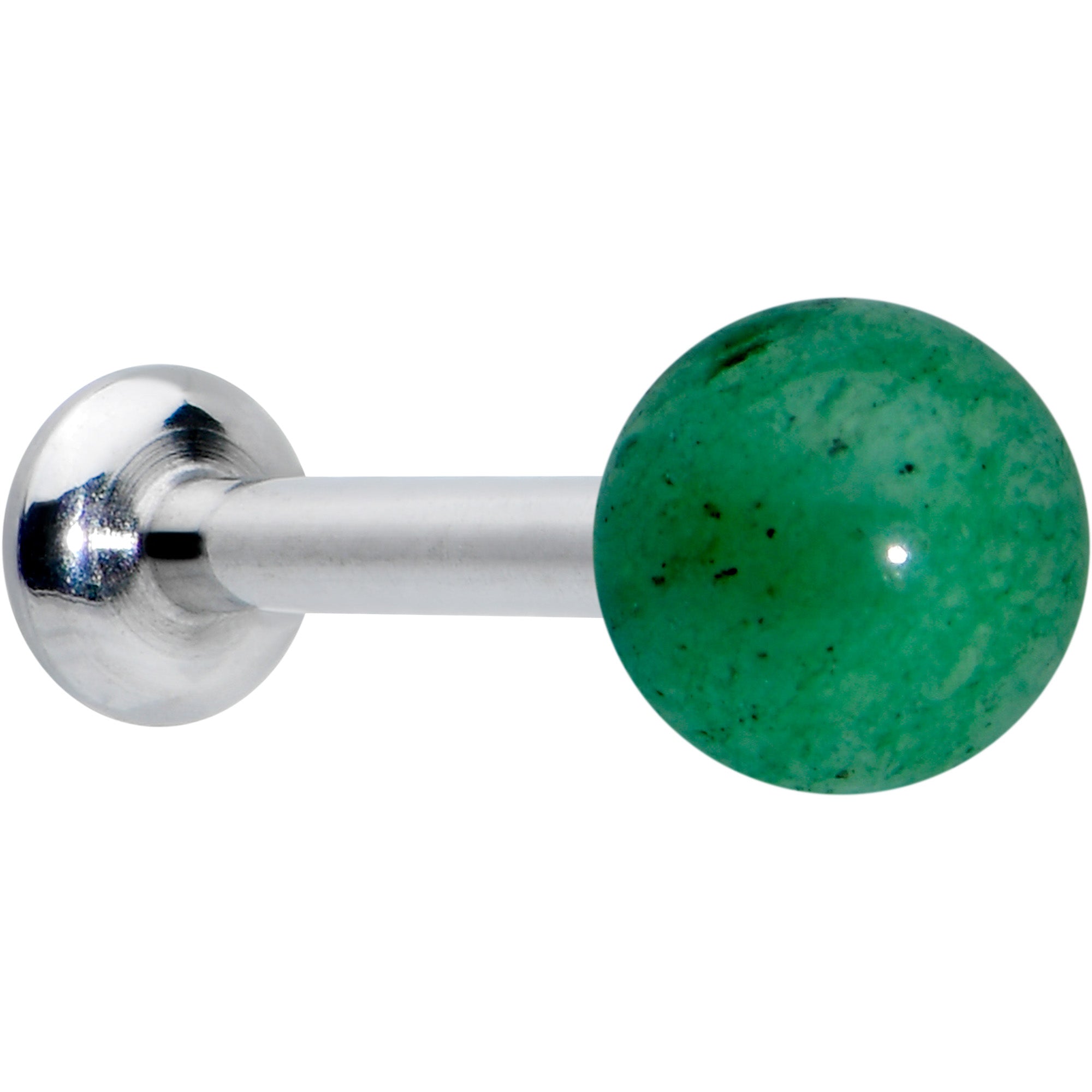 16 Gauge 1/4 Elegant Green Jade Internally Threaded Labret Tragus