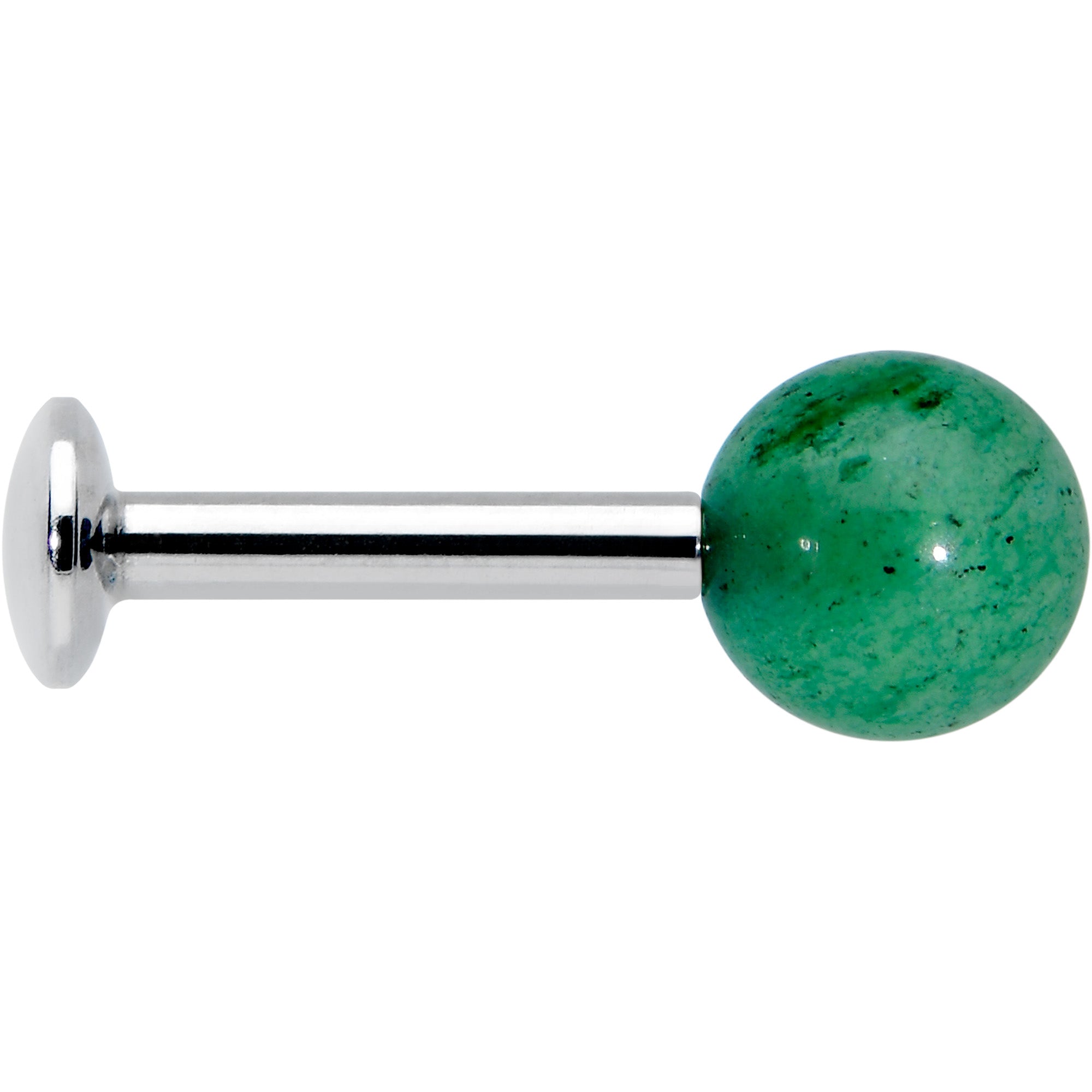 16 Gauge 1/4 Elegant Green Jade Internally Threaded Labret Tragus