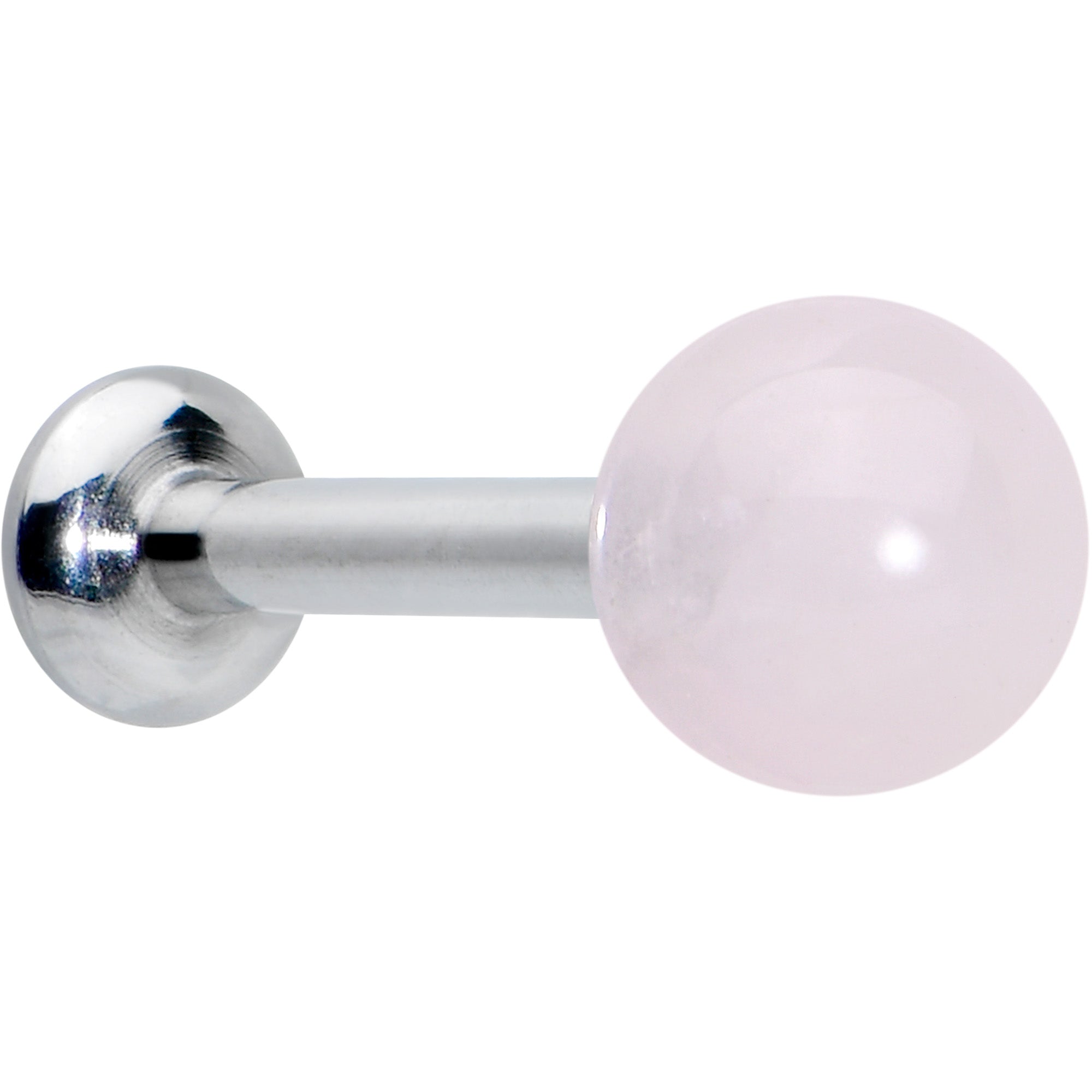 16 Gauge 1/4 Elegant Pink Rose Quartz Internal Threaded Labret Tragus