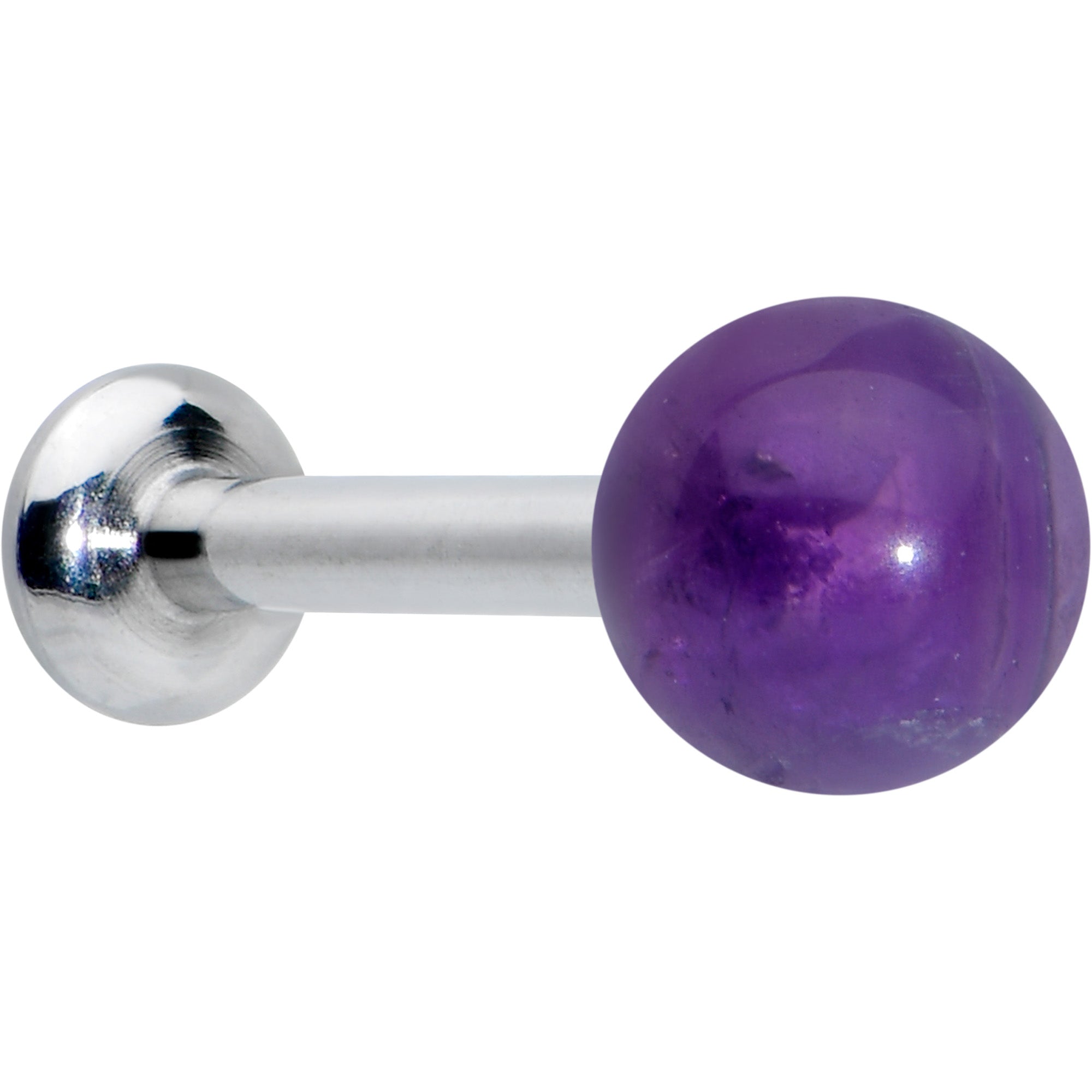 16 Gauge 1/4 Elegant Purple Amethyst Internal Threaded Labret Tragus