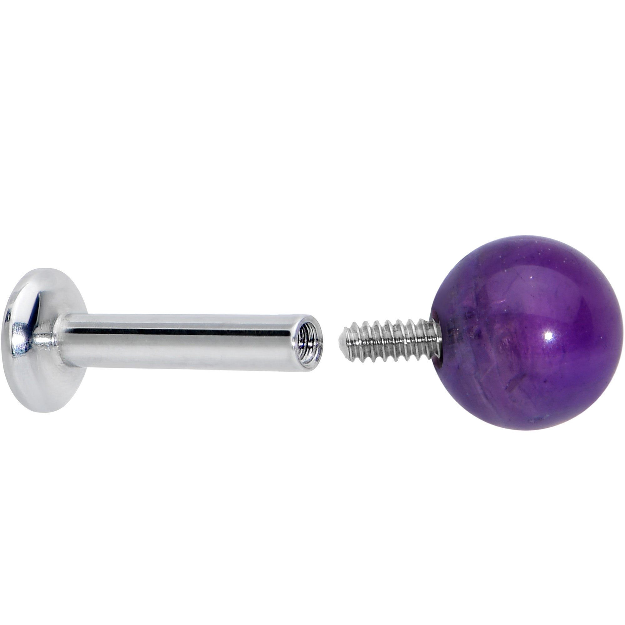 16 Gauge 1/4 Elegant Purple Amethyst Internal Threaded Labret Tragus