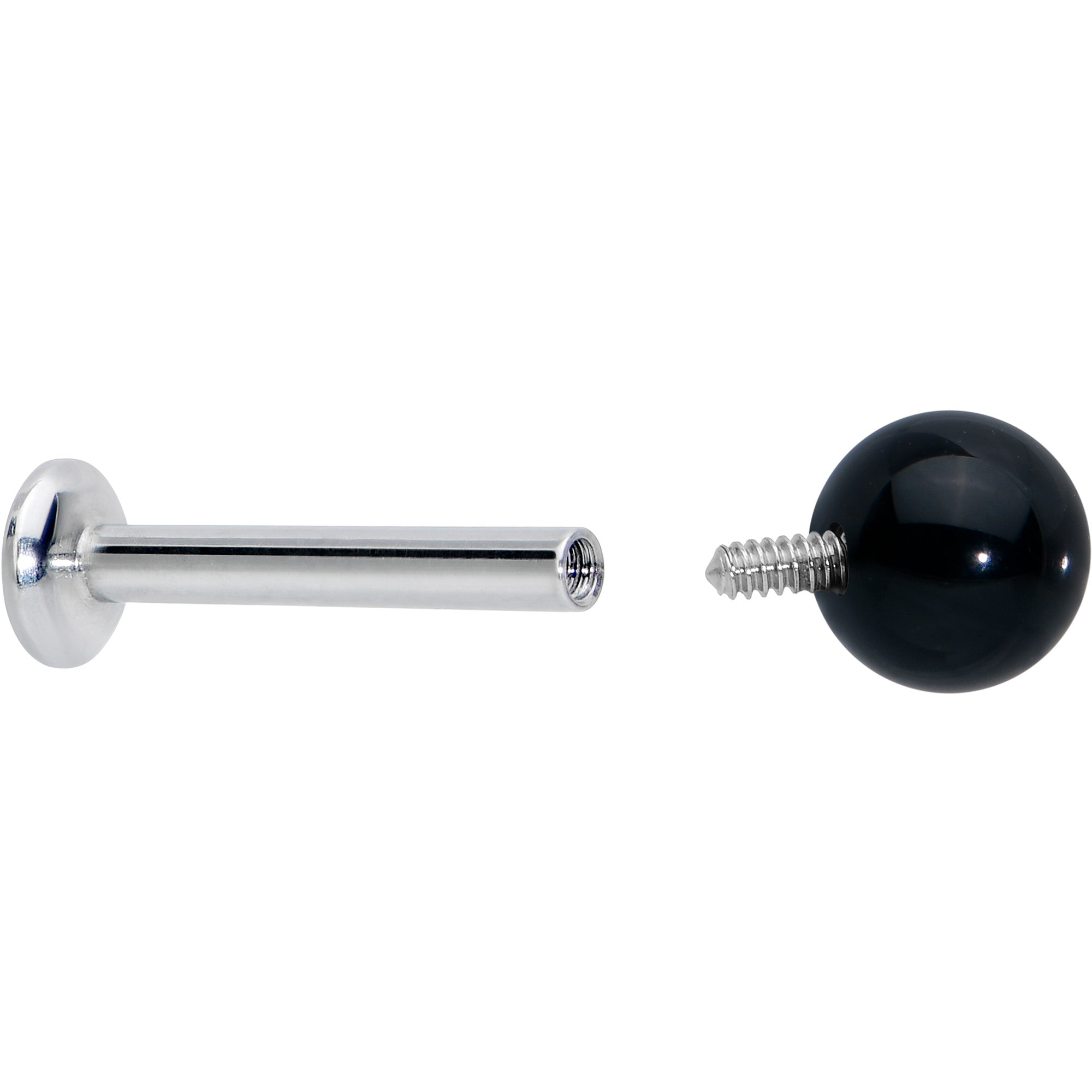 16 Gauge 5/16 Elegant Black Agate Internally Threaded Labret Tragus