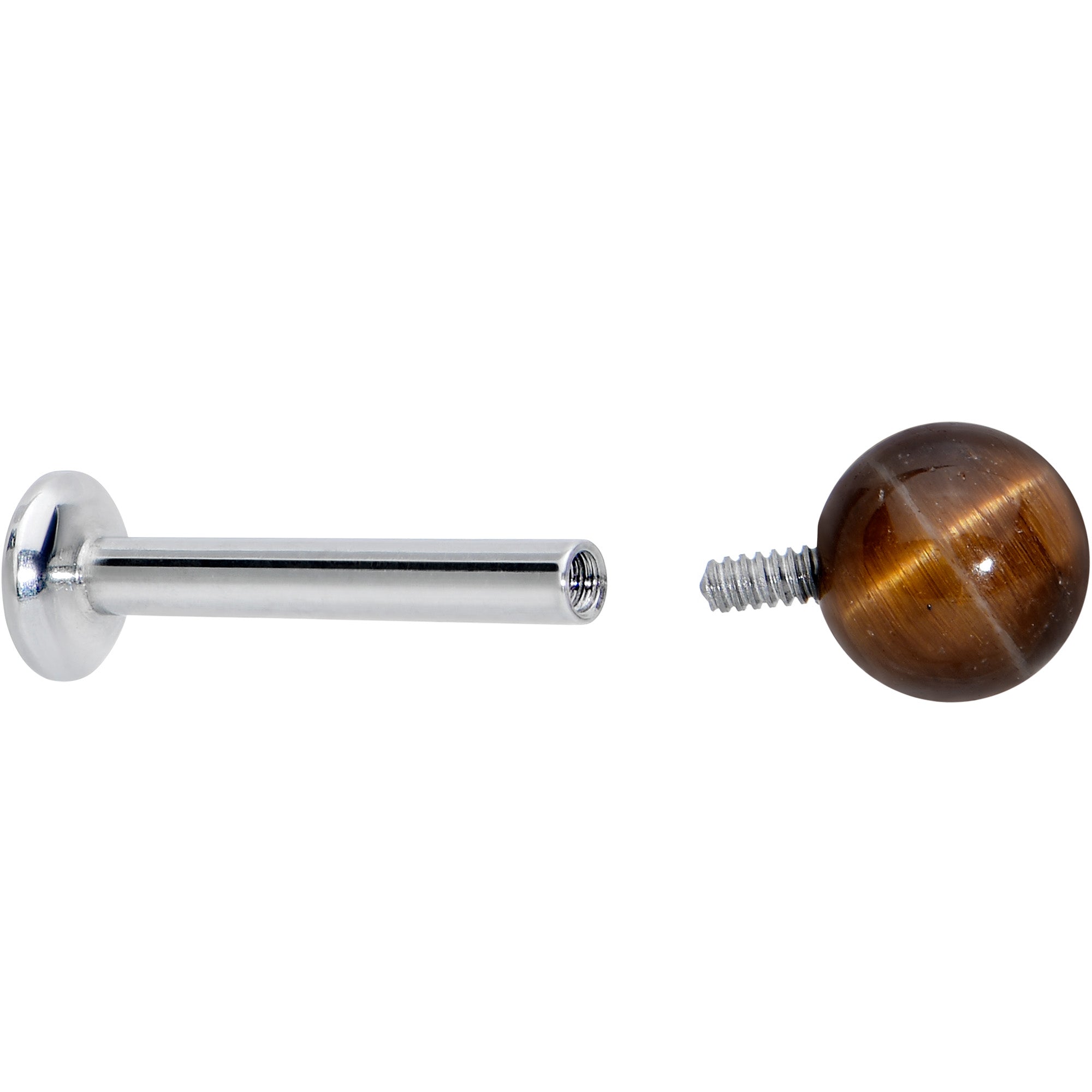 16 Gauge 5/16 Elegant Brown Tiger Eye Internal Threaded Labret Tragus