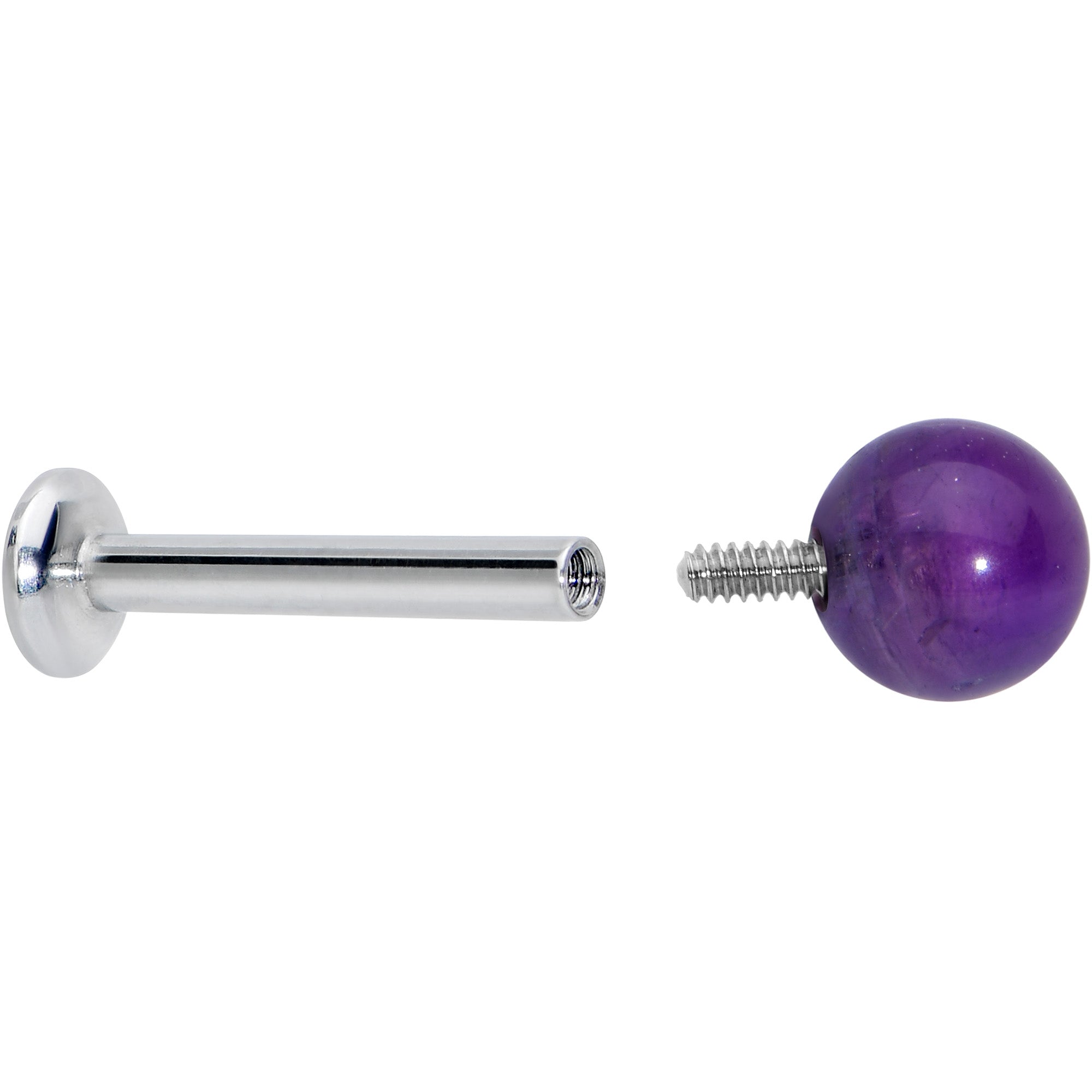 16 Gauge 5/16 Elegant Purple Amethyst Internal Threaded Labret Tragus