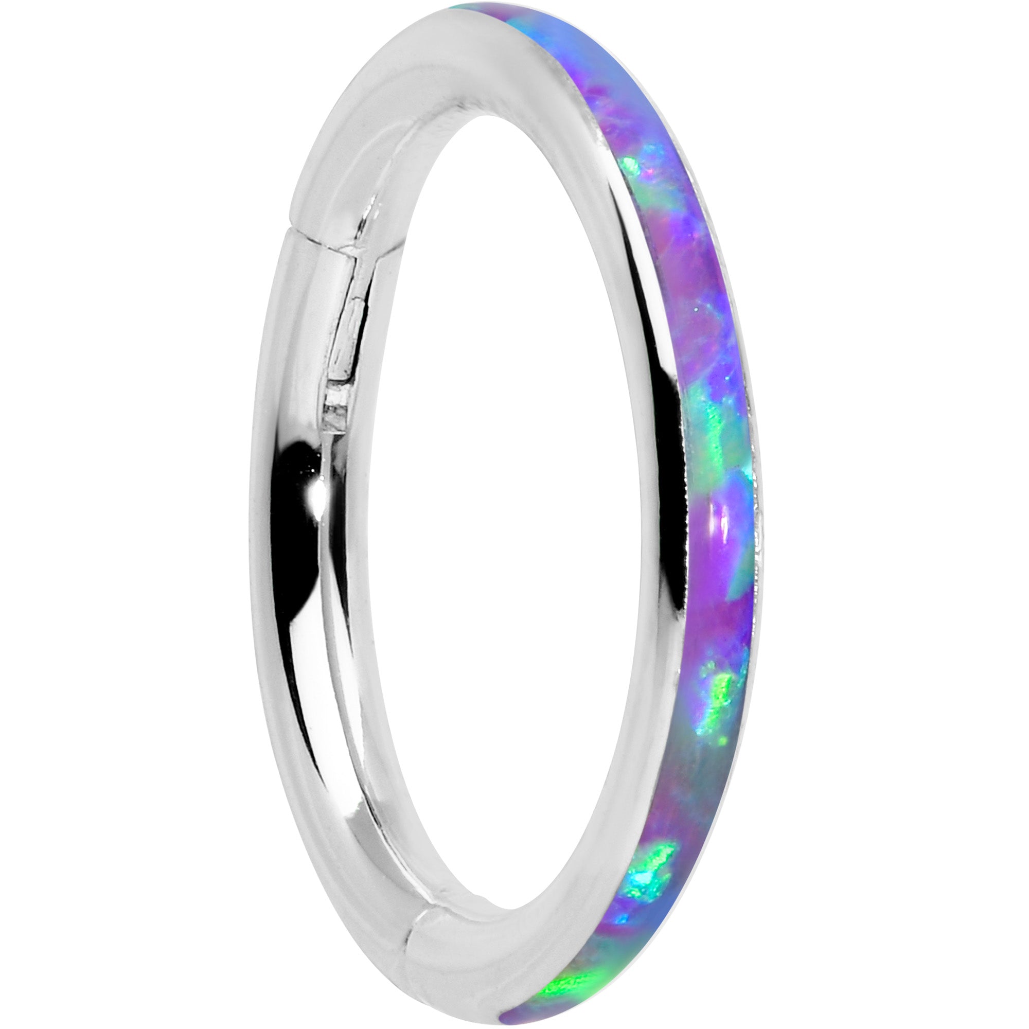 16 Gauge 5/16 Purple Synthetic Opal Forward Facing Hinged Segment Ring