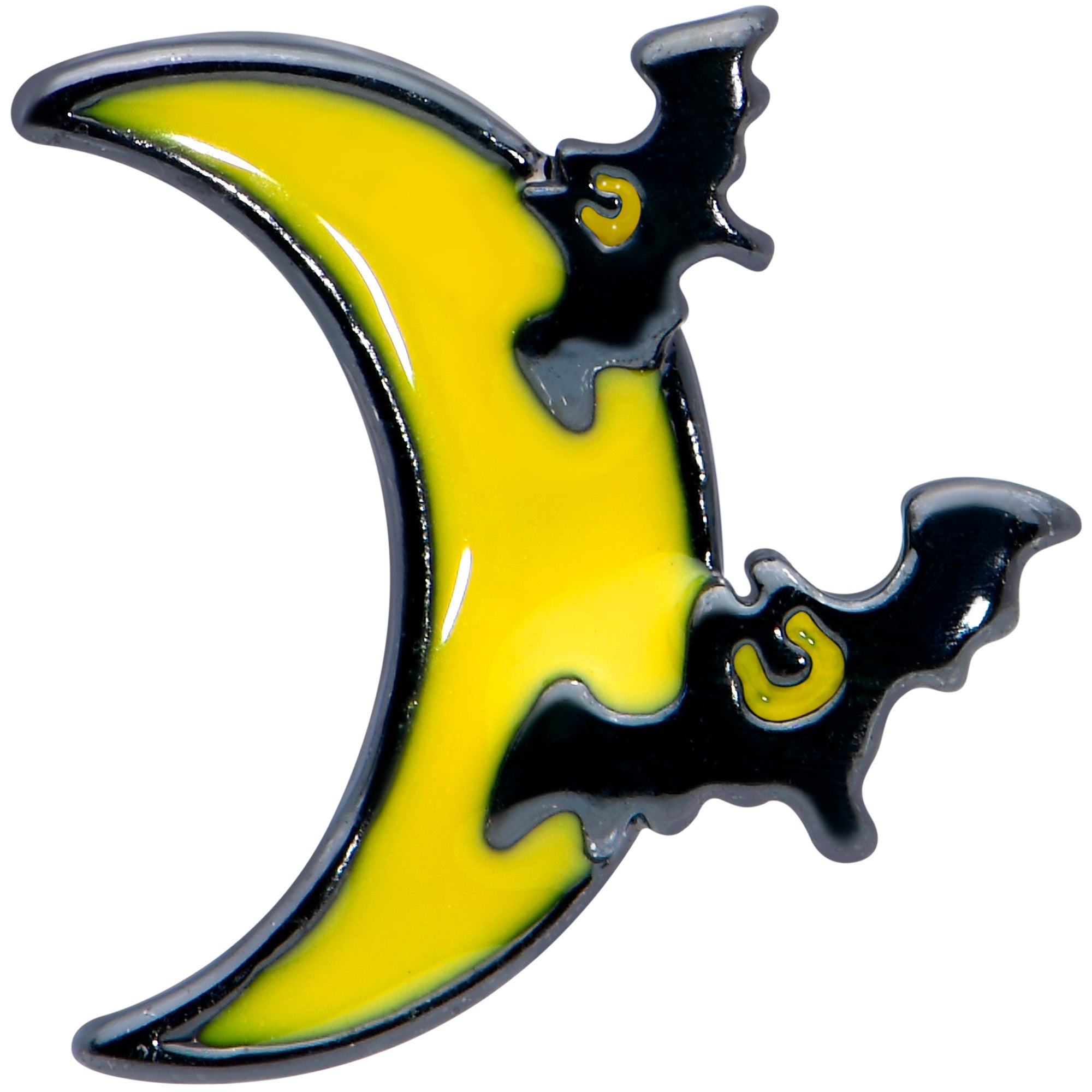 16 Gauge 1/4 Black Batty Moon Halloween Cartilage Tragus Earring