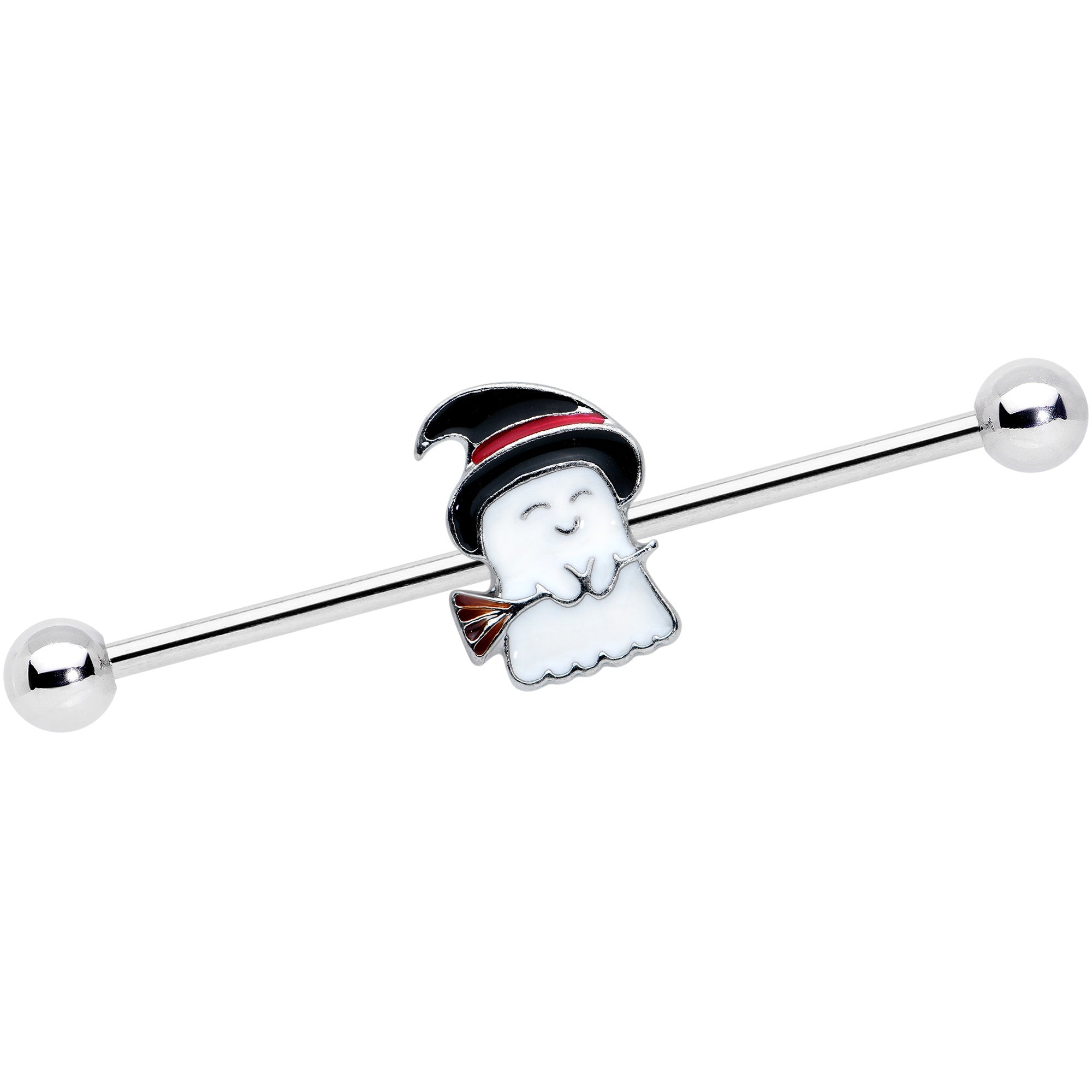 14 Gauge Witch Hat Ghost Halloween Industrial Barbell 40mm