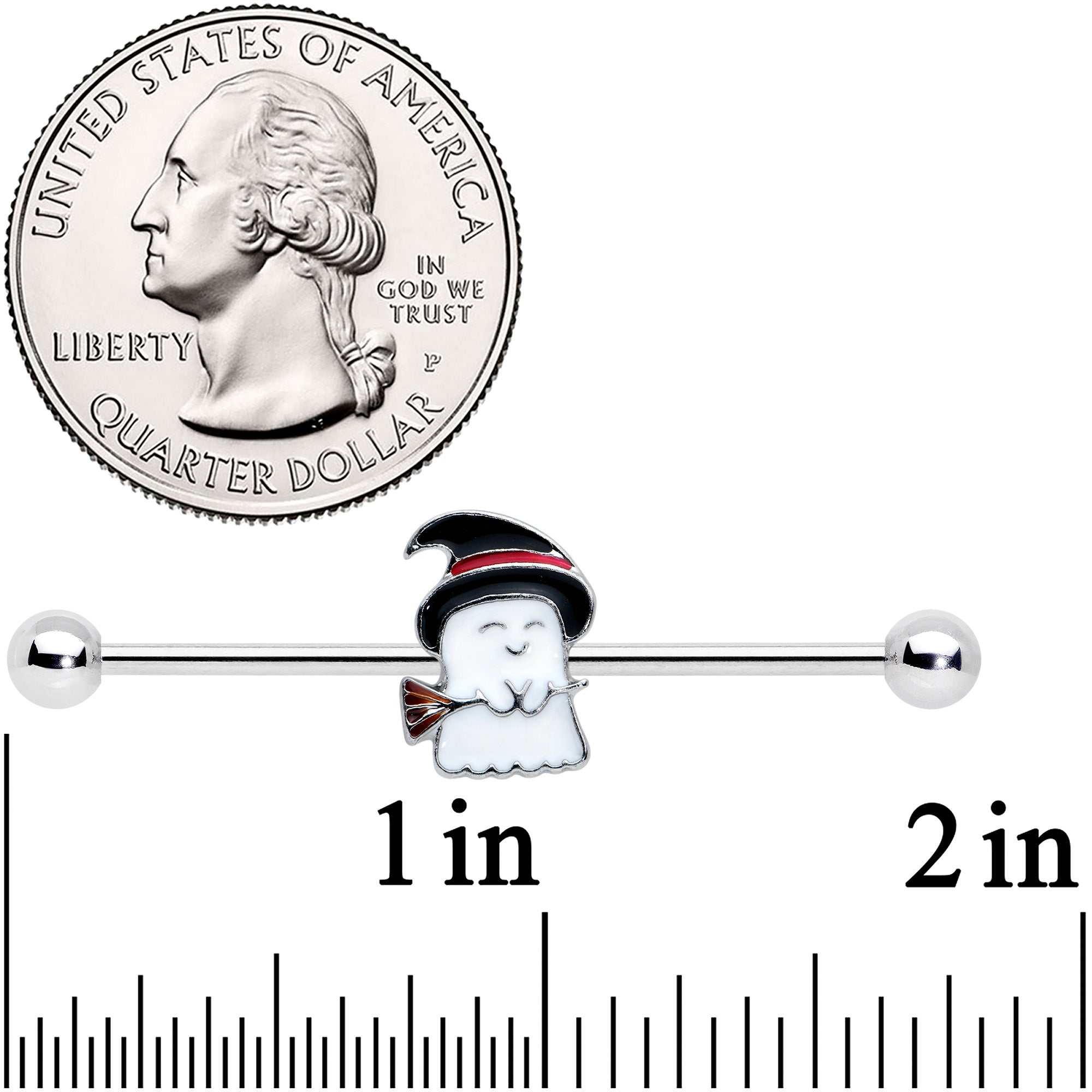 14 Gauge Witch Hat Ghost Halloween Industrial Barbell 40mm