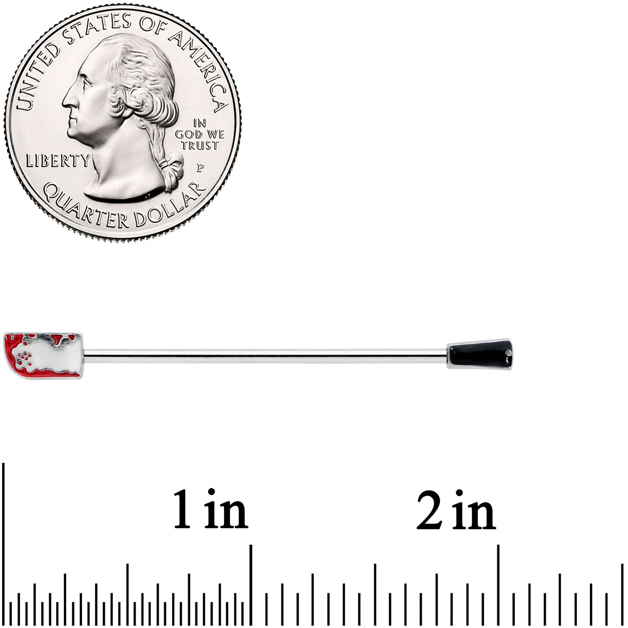 14 Gauge Bloody Axe Halloween Industrial Barbell 38mm