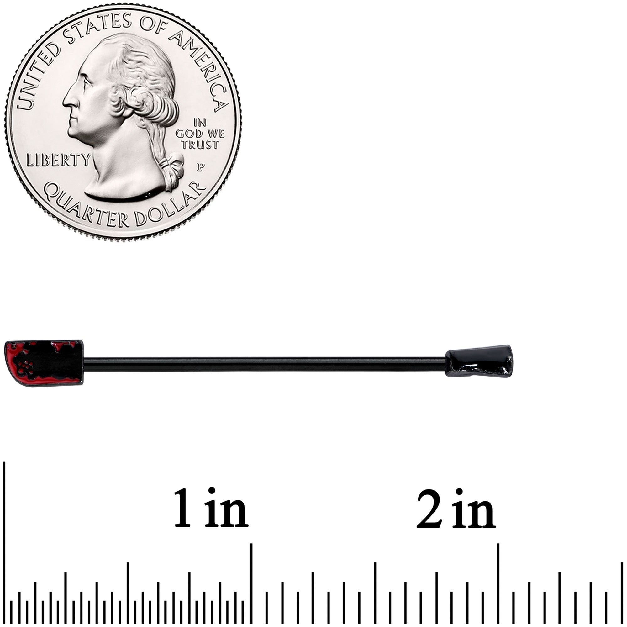 14 Gauge Black Bloody Axe Halloween Industrial Barbell 38mm