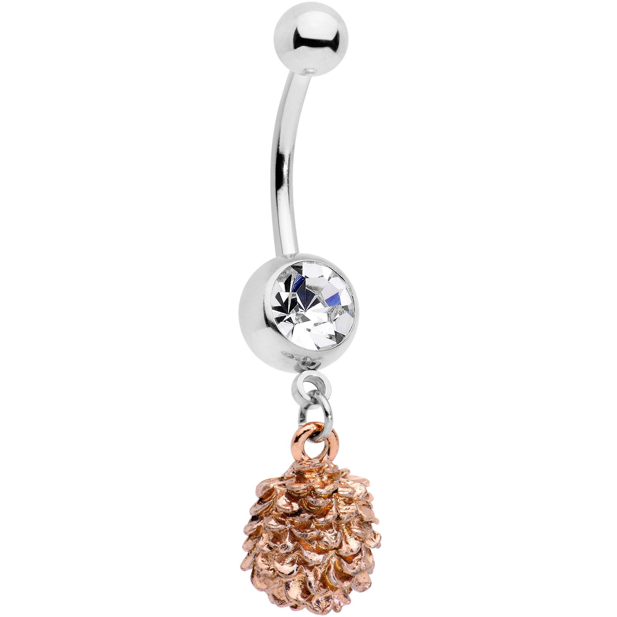 Clear Gem Autumn Pine Cone Dangle Belly Ring