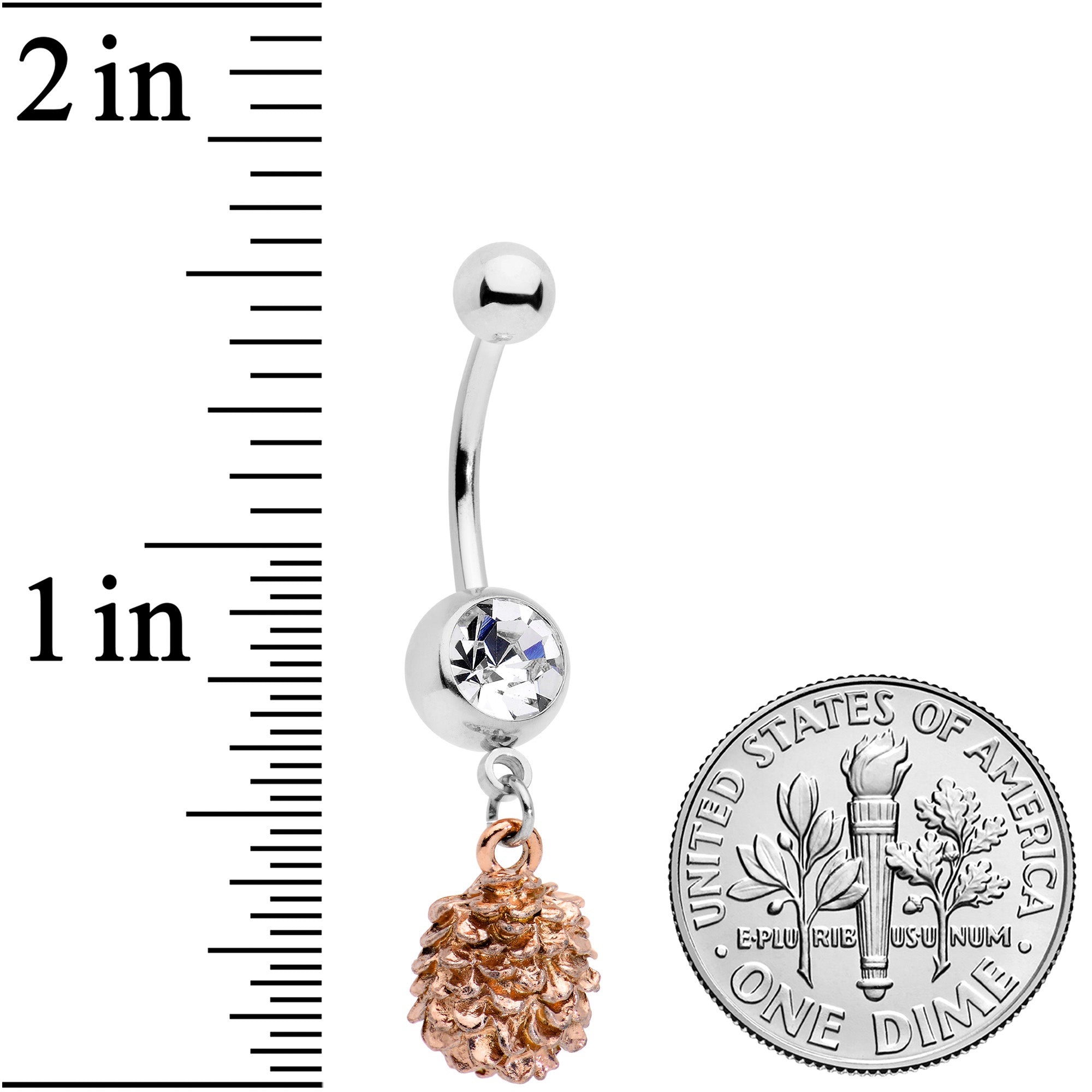 Clear Gem Autumn Pine Cone Dangle Belly Ring