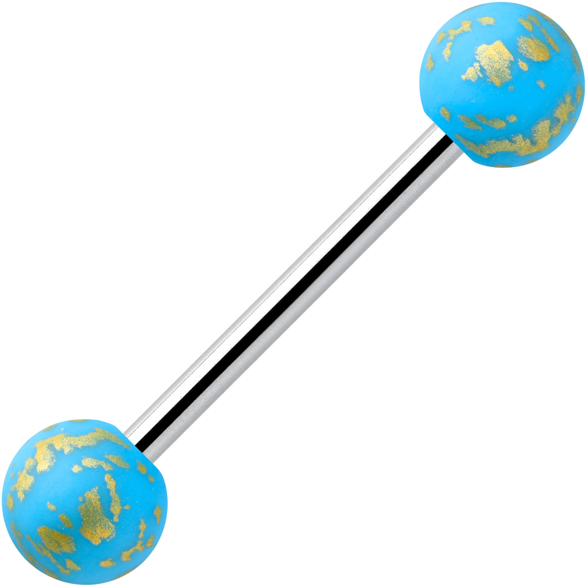 Matte Blue Splatter Pattern Barbell Tongue Ring